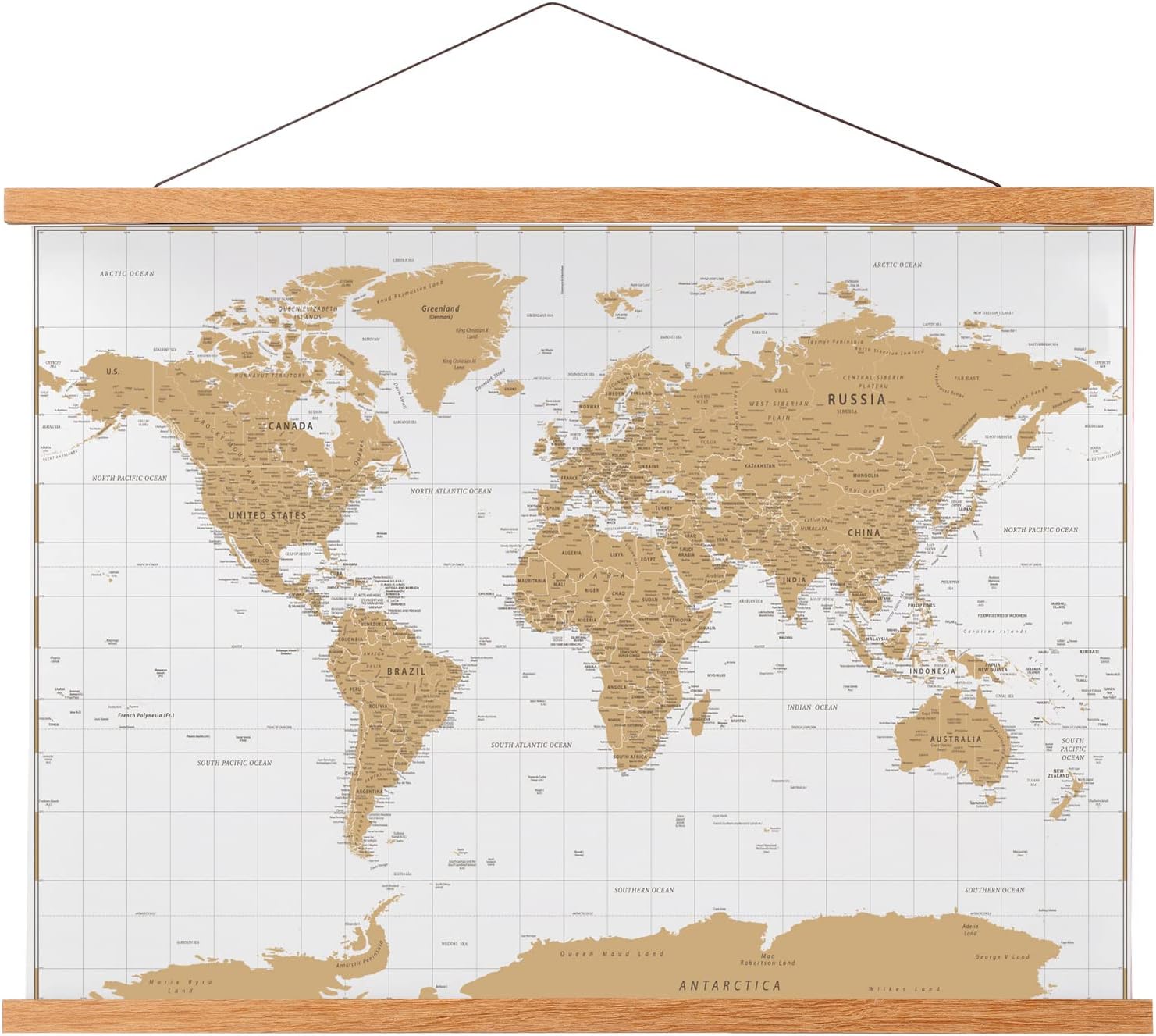 FALAMON Magnetic Poster Hanger Frame, 24x36 24x18 17x24 Teak Wood Magnet Poster Frame for Posters, Prints, Photos, Pictures, Maps, Scrolls, and Canvas Artwork Teak Wood 24 Inch