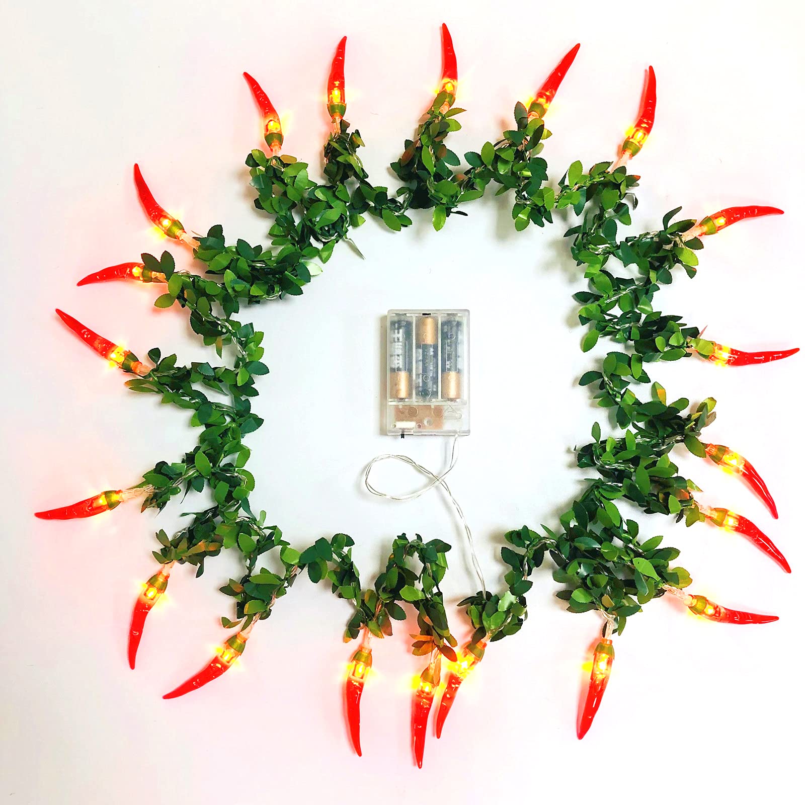 Riaxuebiy Red Chilli String Lights LED Rope Fairy Light Pepper Lamp Battery Powered Warm White for Christmas Holiday Party Decoration (Red Chili, 3M/20LED) (Red Chili-B, 3M/20LED)