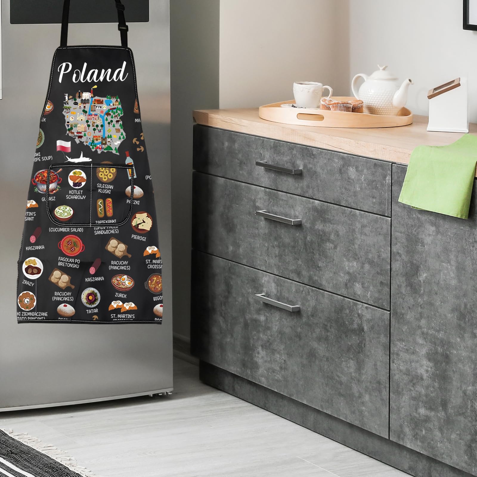 Poland Country Map Europe Cuisine Lover Kitchen Apron Mom Dad BFF Polish Food Cooking Travel Apron