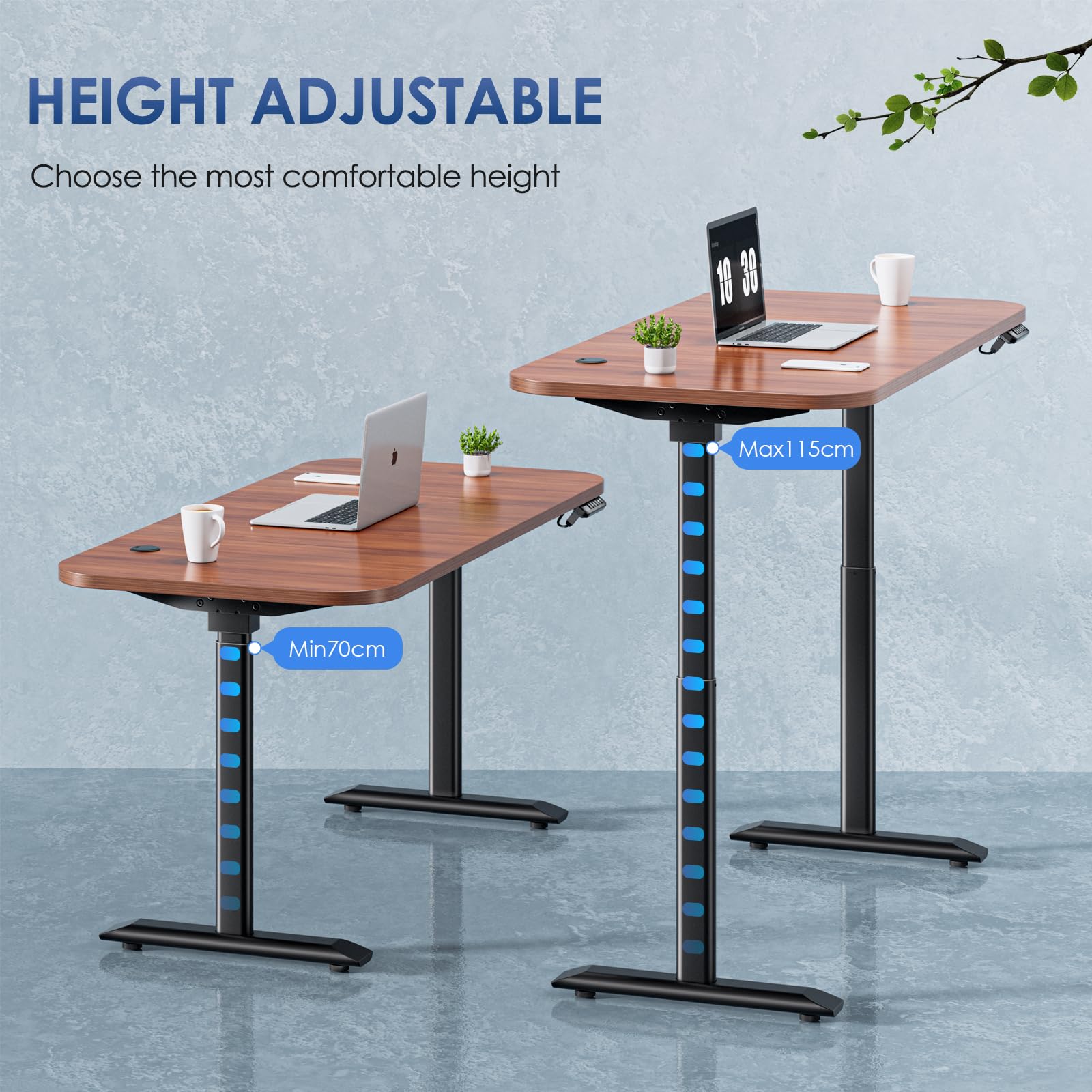 Aomdom Schreibtisch Gestell höhenverstellbar 70-115CM，Tischgestell mit 3-Gang-Verstellung und 4-stufiger Speichersteuerung, 1-Motor und 1-digitales Bedienfeld, Gewicht von 70 KG