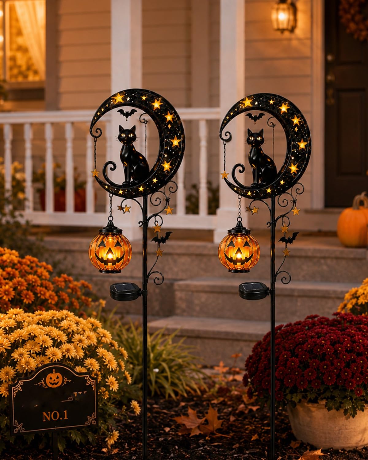 Explcior Solar Halloween Black Cat Pumpkin Moon Garden Stake Light