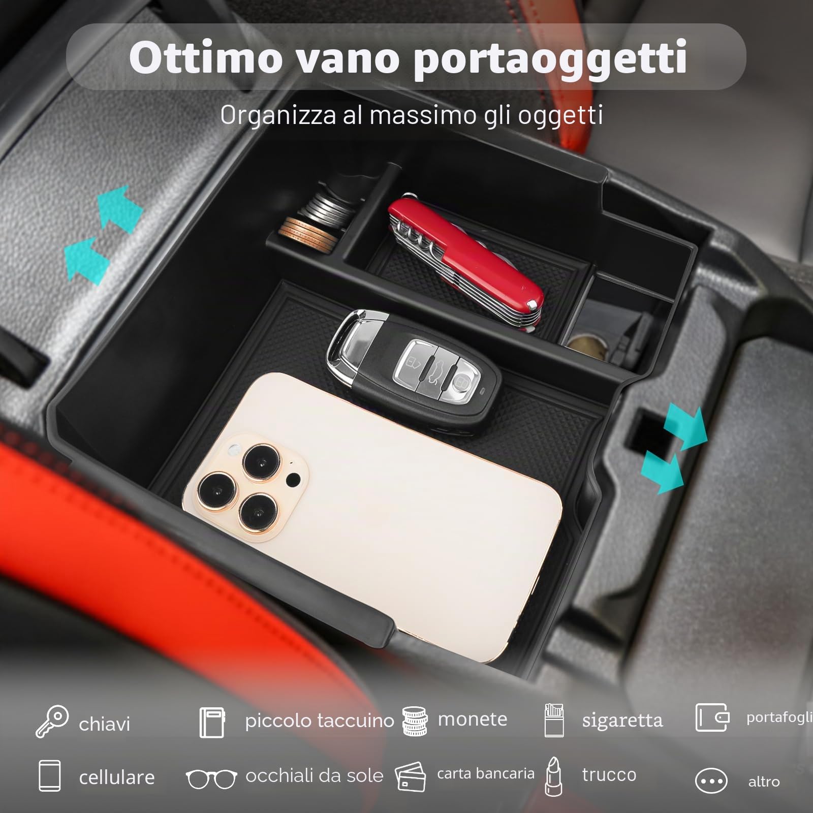 CDEFG Compatibile con Ford Ranger T9 2023 2024 2025 Raptor Wildtrak XLT Vano Portaoggetti da Bracciolo Scatola di Controllo Centrale Scatola di Organizer per Auto Ranger Accessori (Freno elettronici)
