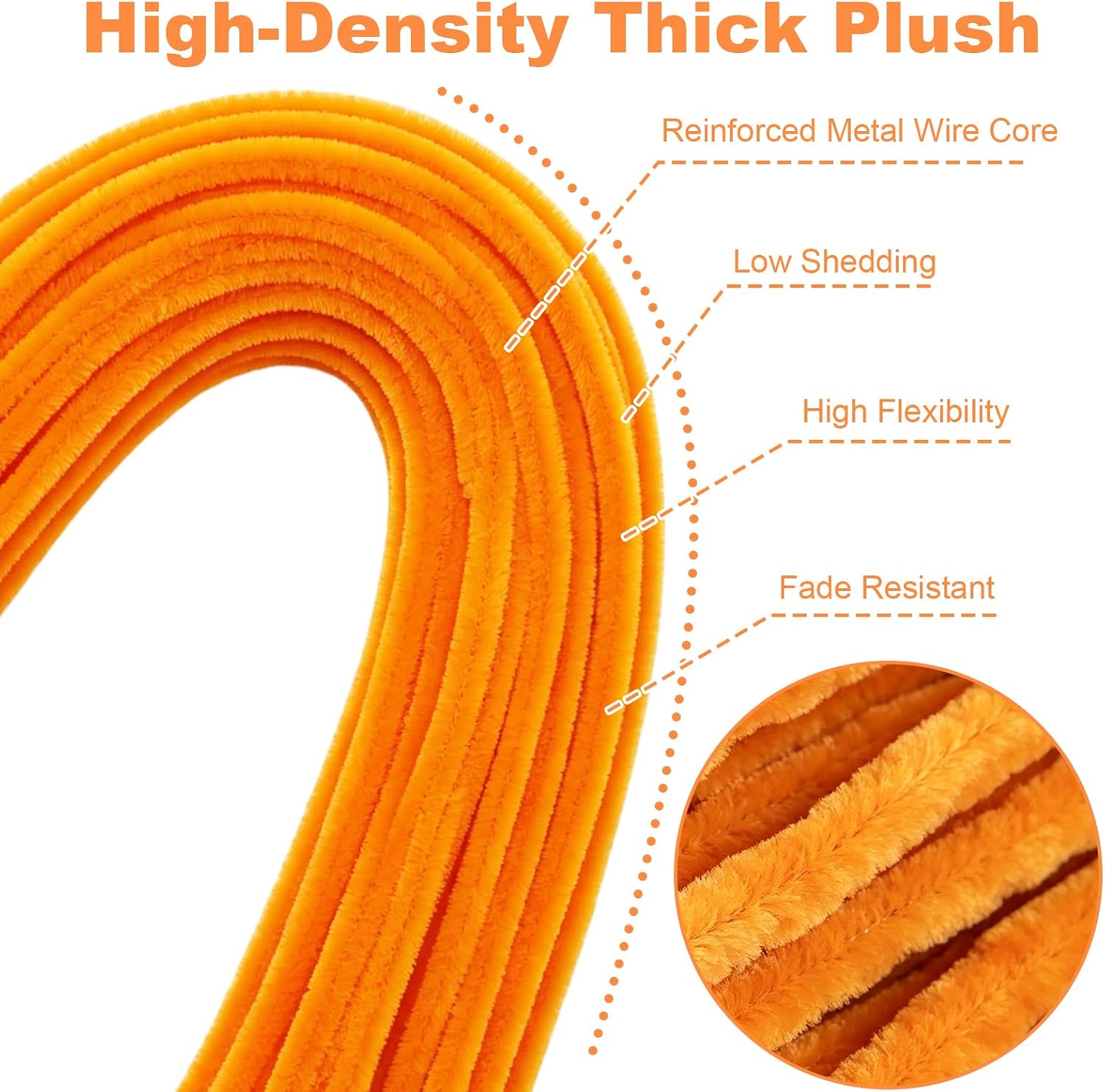 300Pcs Yellow Pipe Cleaners Craft, 30cm Long x 6mm Thick 3 Assorted Fluffy Pipe Cleaners Pastel Chenille Stems, Gradient Yellow Pipe Cleaners Bulk Fuzzy Sticks for Art DIY Flowers Festive Decoration