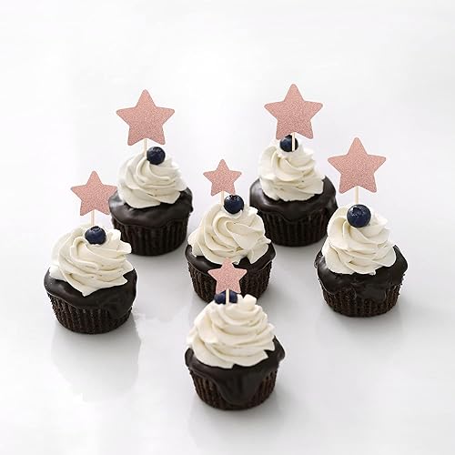 Miniatura 101 de 30 piezas de adornos de estrella para cupcakes con purpurina montados con estrella centelleante, para boda, compromiso, despedida de soltera, fiesta