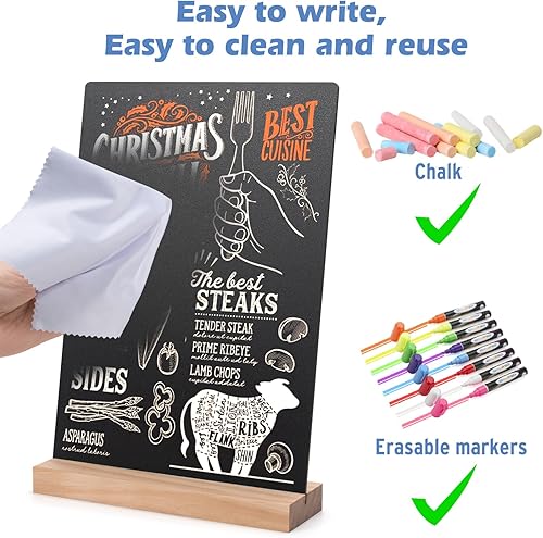 Miniatura 5 de Cartel de pizarra de mesa de 8 x 12 pulgadas con soporte base, letrero de pizarra de tiza de menú, letreros de comida para tiendas, tableros de