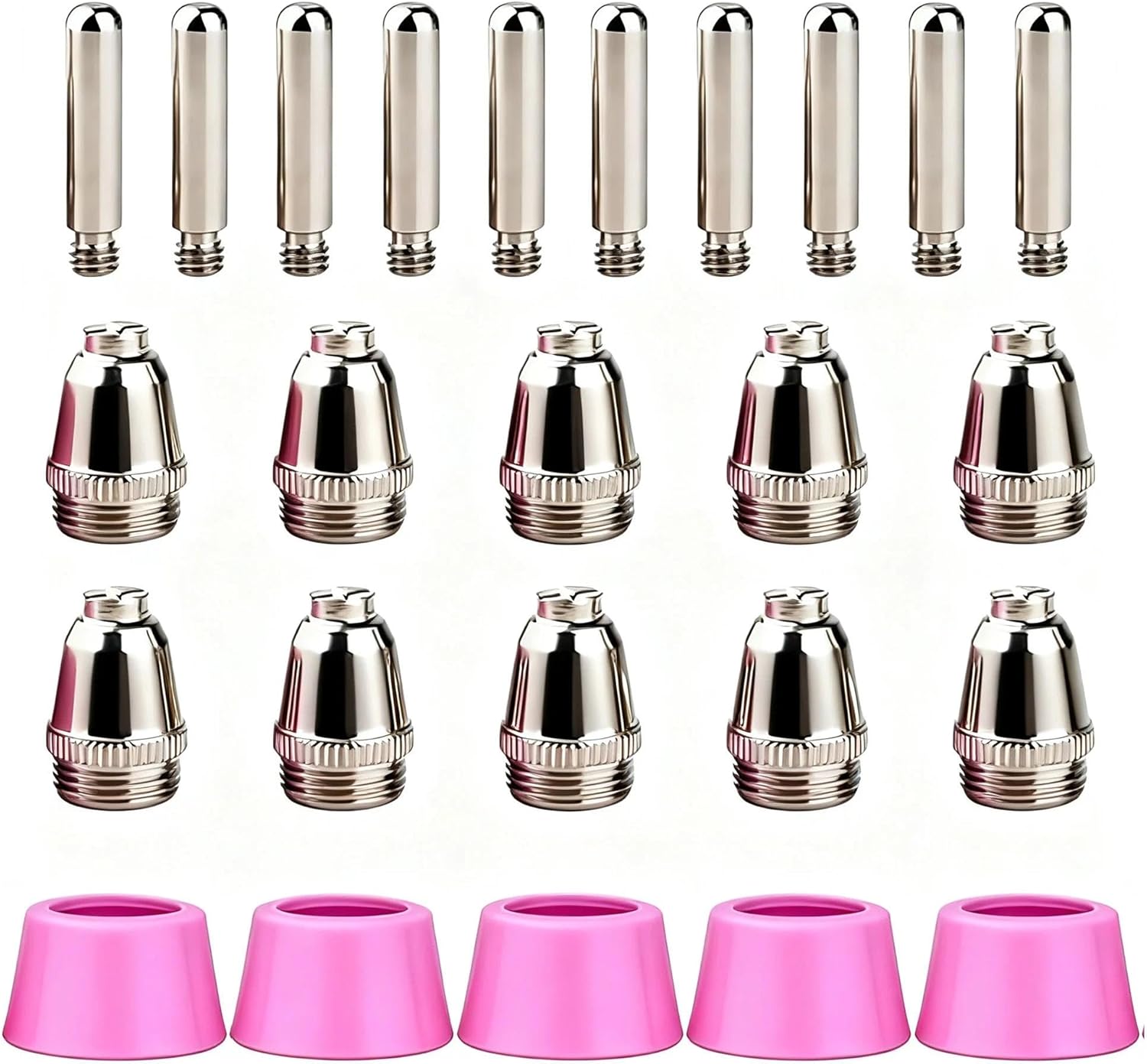 Plasma Consumable Kits (Nozzles, Electrodes, Cups) Compatible with VEVOR CUT - 50DF, CUT - 50, CT520, CT520D, CT312 3-in-1 Plasma Cutters (30-PK Kit includes Spring Support)