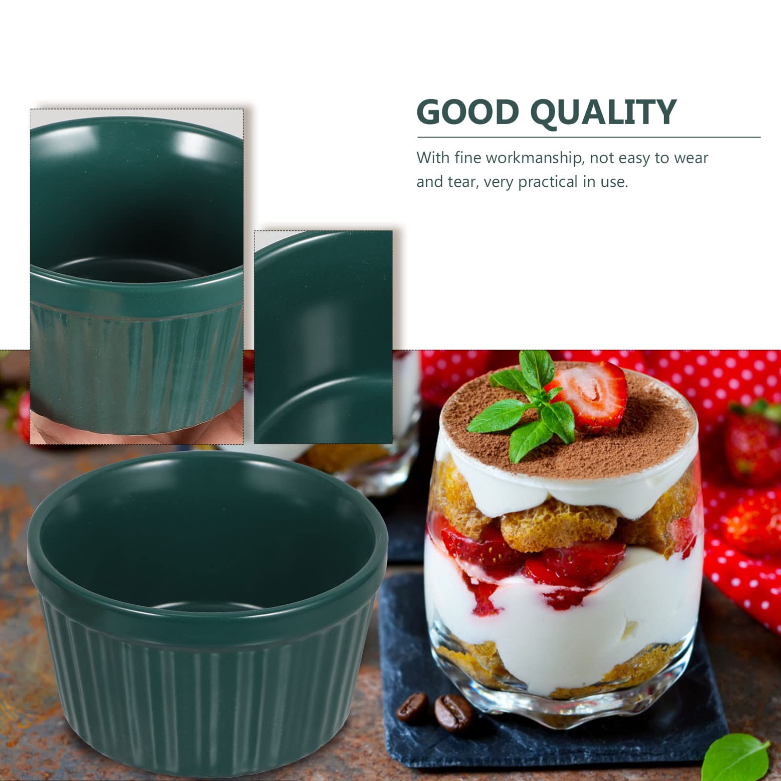 Ramequins en Céramique Plats en Porcelaine: Tasses à Cuisson à la Crème de Dessert 2 Pièces Bols à Pudding Ronds en Céramique Ramequins Ustensiles de Cuisson pour la Cuisson Servir Crème Brûlée Gâteau