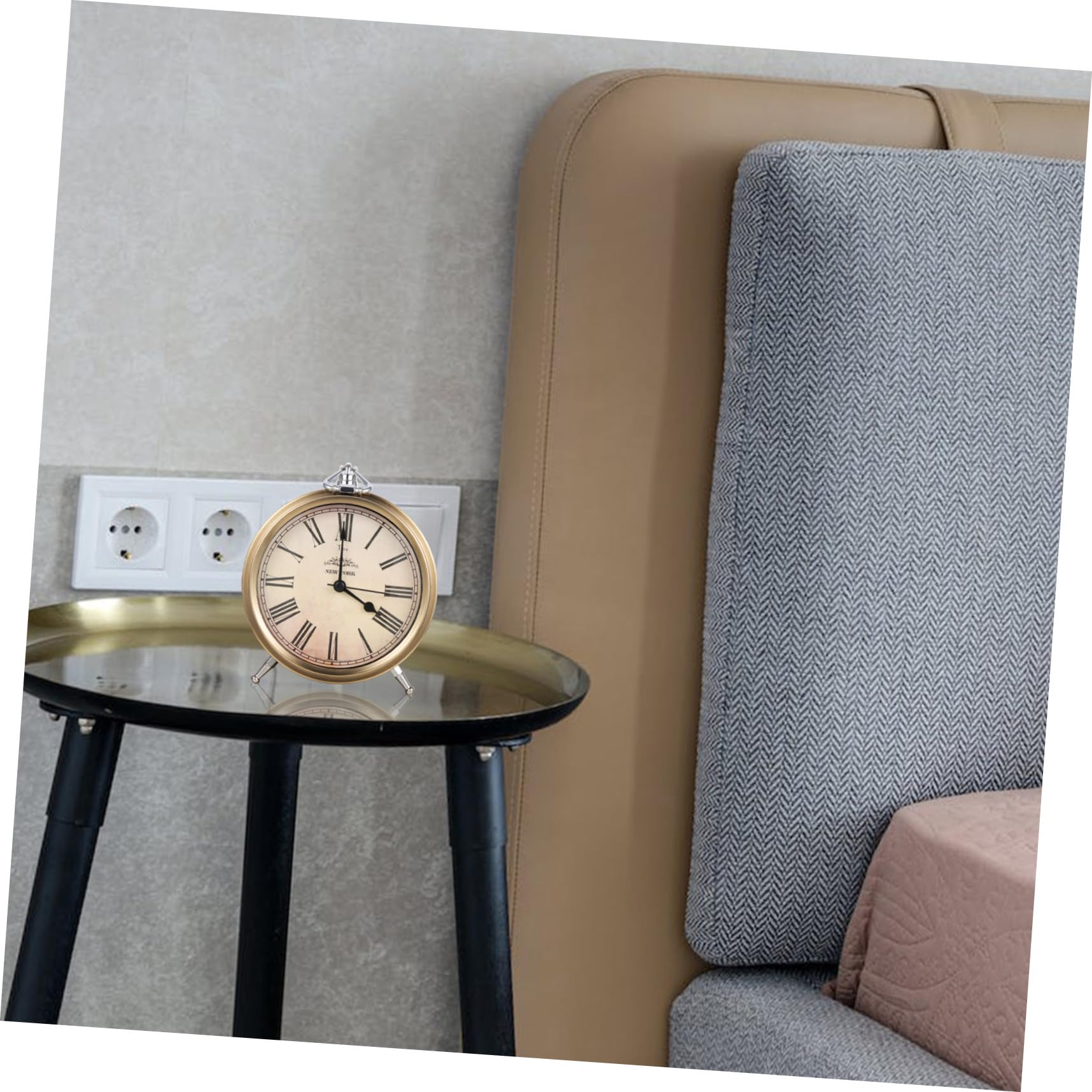 Tofficu Retro Wecker mit Batterie Betrieben Metall Tischuhr Dekoration für Wohnzimmer oder Flur Präzise und Leiser Alarm Vintage Stil ohne Ticken