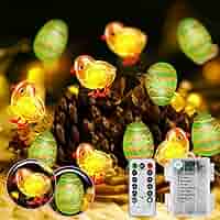 Luci Uova Di Pasqua LED 3M - 30 Pulcini E Uova Con Telecomando, Timer, 8 Modalità Per Esterno E Casa - Foto 8