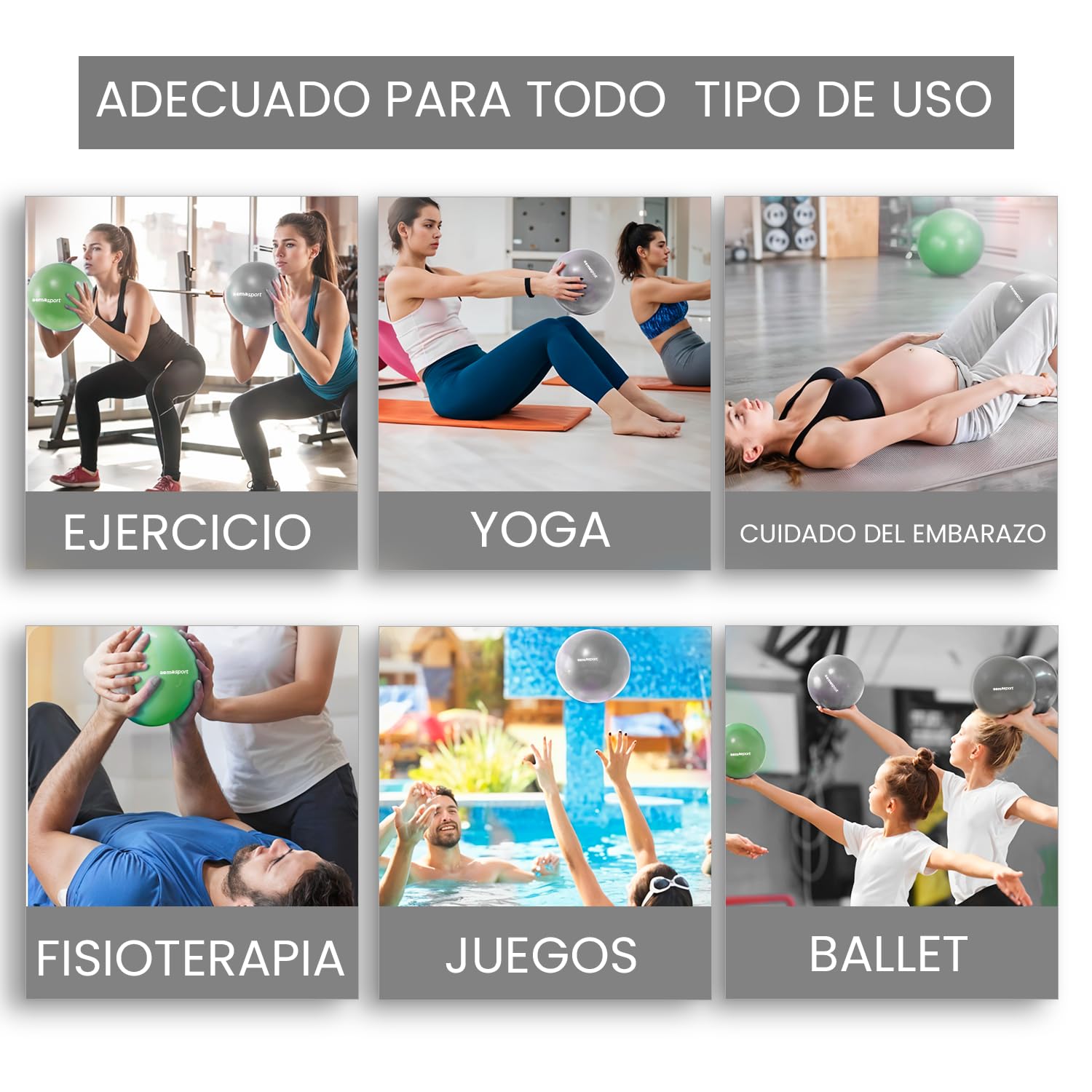 Pelota de Pilates Pequeña. Softball 20cm y 26cm Diámetro. Antideslizante, Anti Reventones, PVC Seguro. para Yoga, Rehabilitación y Entrenamiento. Fácil de Inflar, Máx. 200kg.