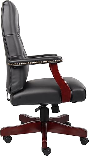 Miniatura 7 de Boss Office Products Silla clásica ejecutiva Caressoft con acabado de caoba en negro