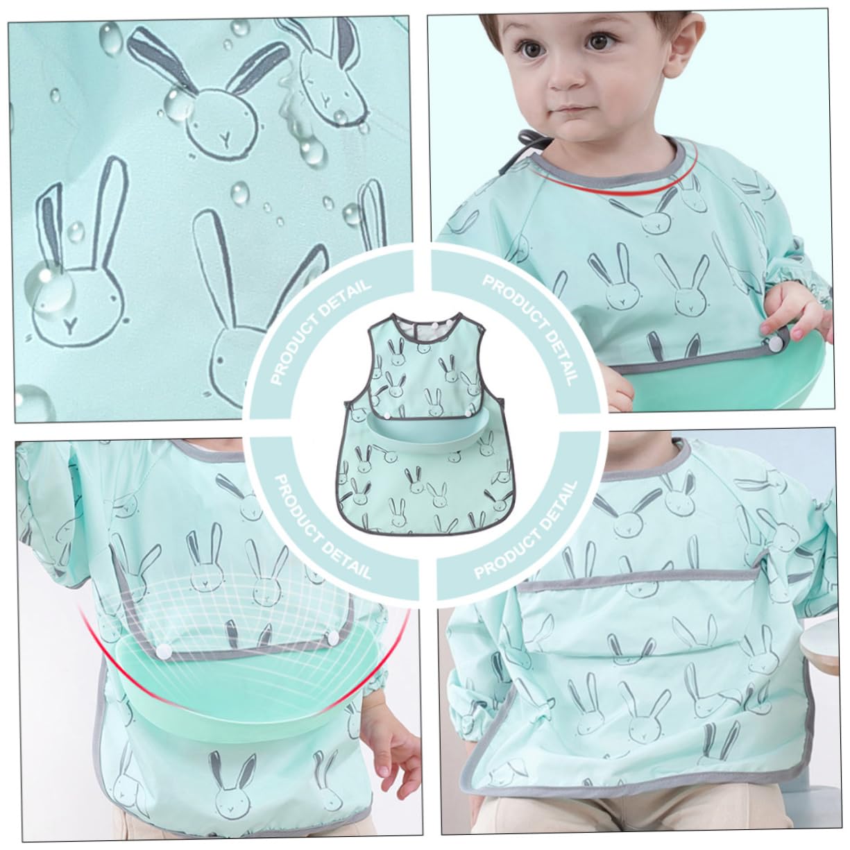 TOYANDONA 3juegos Bibs Impermeables Para Bebés Conjunto De Delantal De Manga Larga Protege Ropa Comidas y Fácil De Limpiar y Reutilizable Diseño Divertido De Conejito