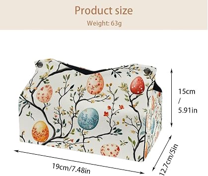 2 pack Easter Rabbits Eggs Tissue Box Cover Leather Facial Tissue Dispenser Box Holder for Dresser Bathroom Decorative