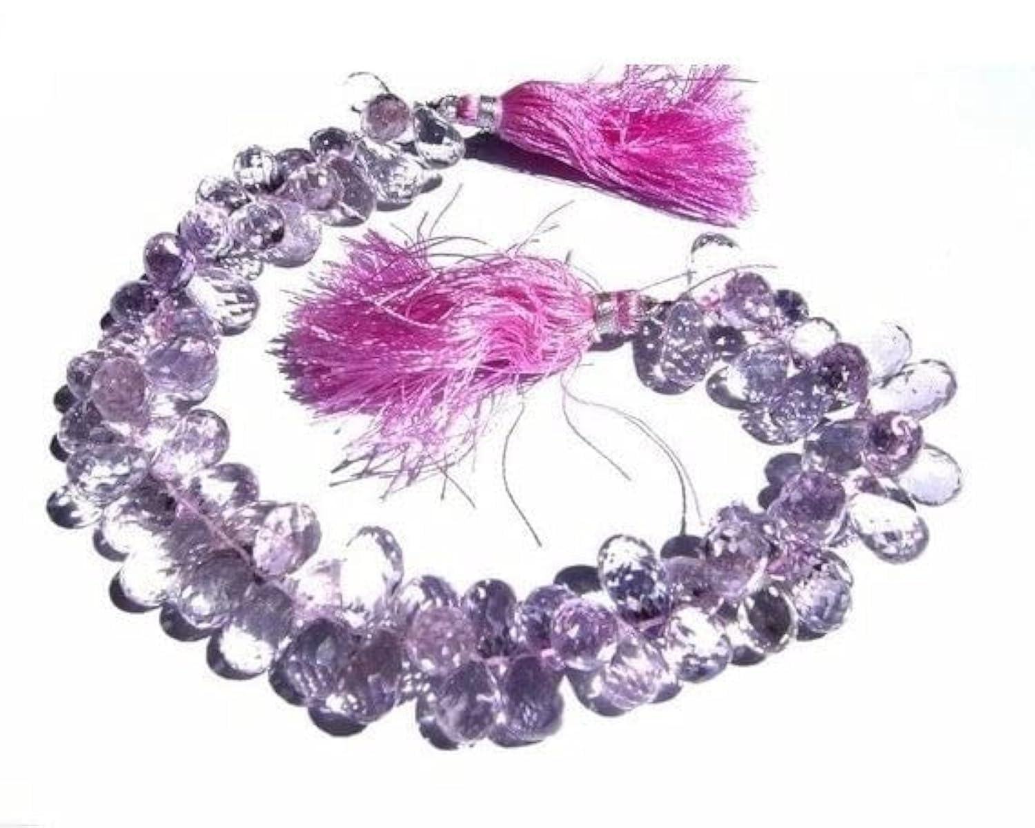 Améthyste rose briolette perle goutte micro-facettée pour fil de bijoux 10x7mm 14x7mm