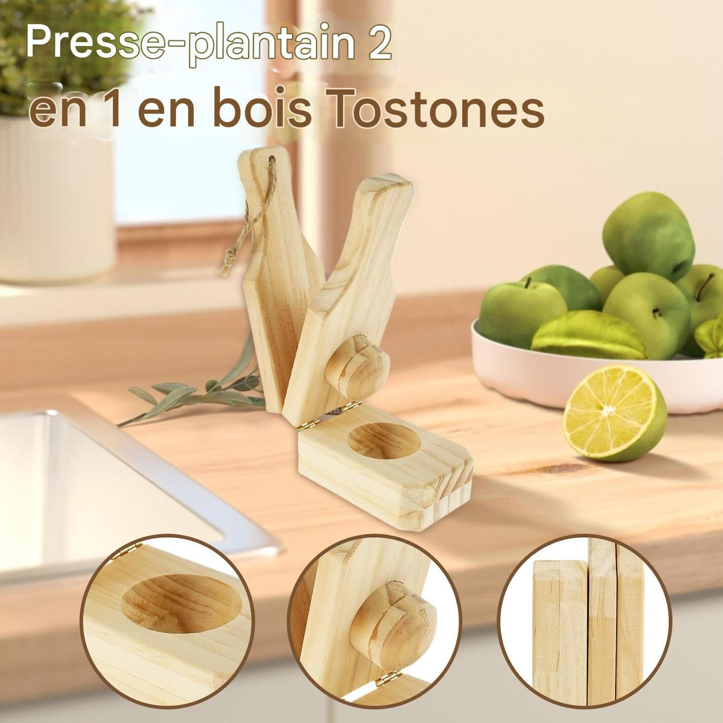 Presse à Écraser les Plantains,Presse en Bois pour Coupes de Bananes | Fabricant De Chips De Banane En Tasses - Pour La Cuisine La Cuisson Le Grill La Maison Le Camping La Fête Le Buffet La Préparatio