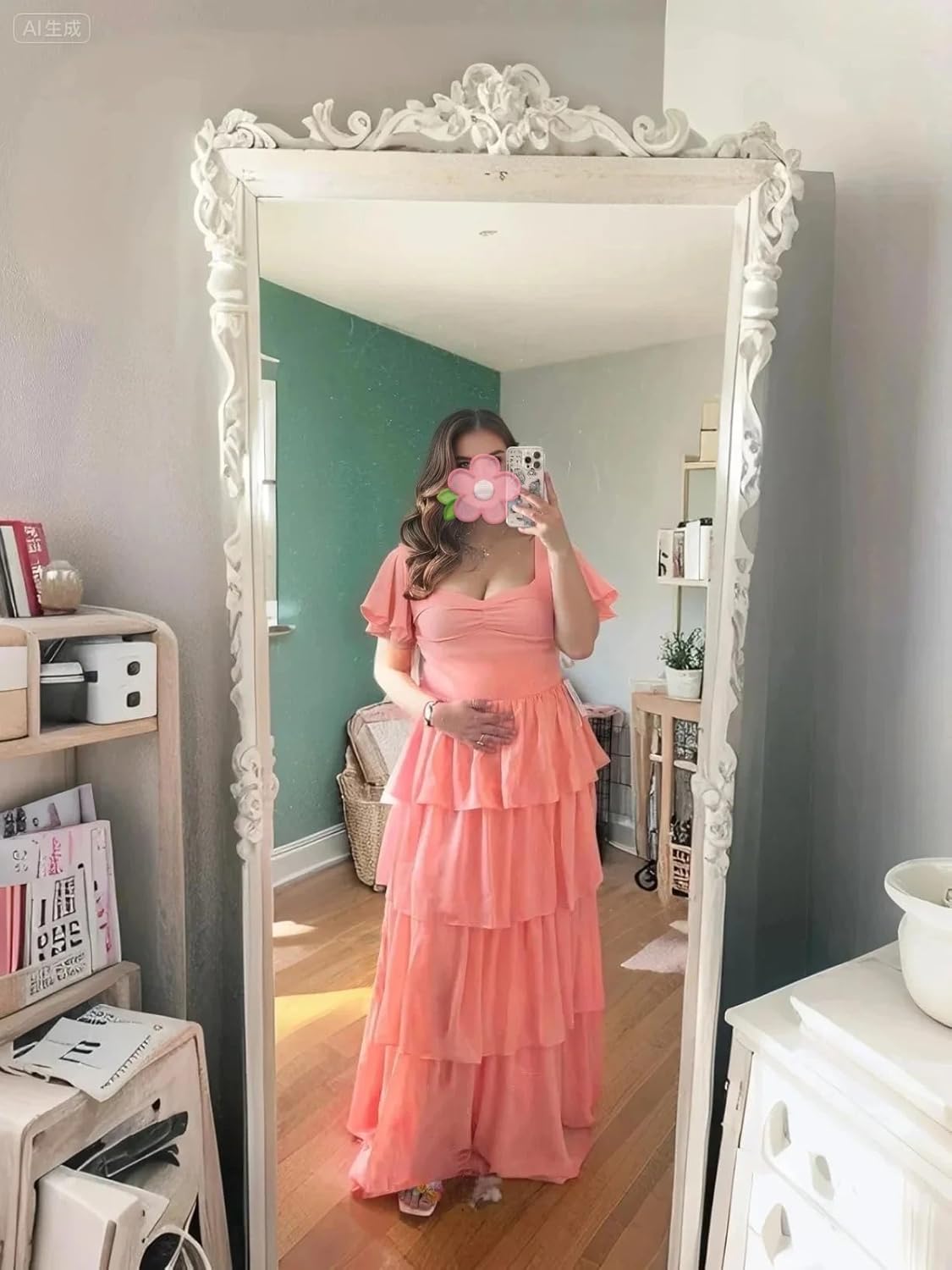 Tiered Bridesmaid Dresses Short Sleeve Long Chiffon Wedding Guest Dress for Women Ruffles Prom Evening Gowns - Image 3
