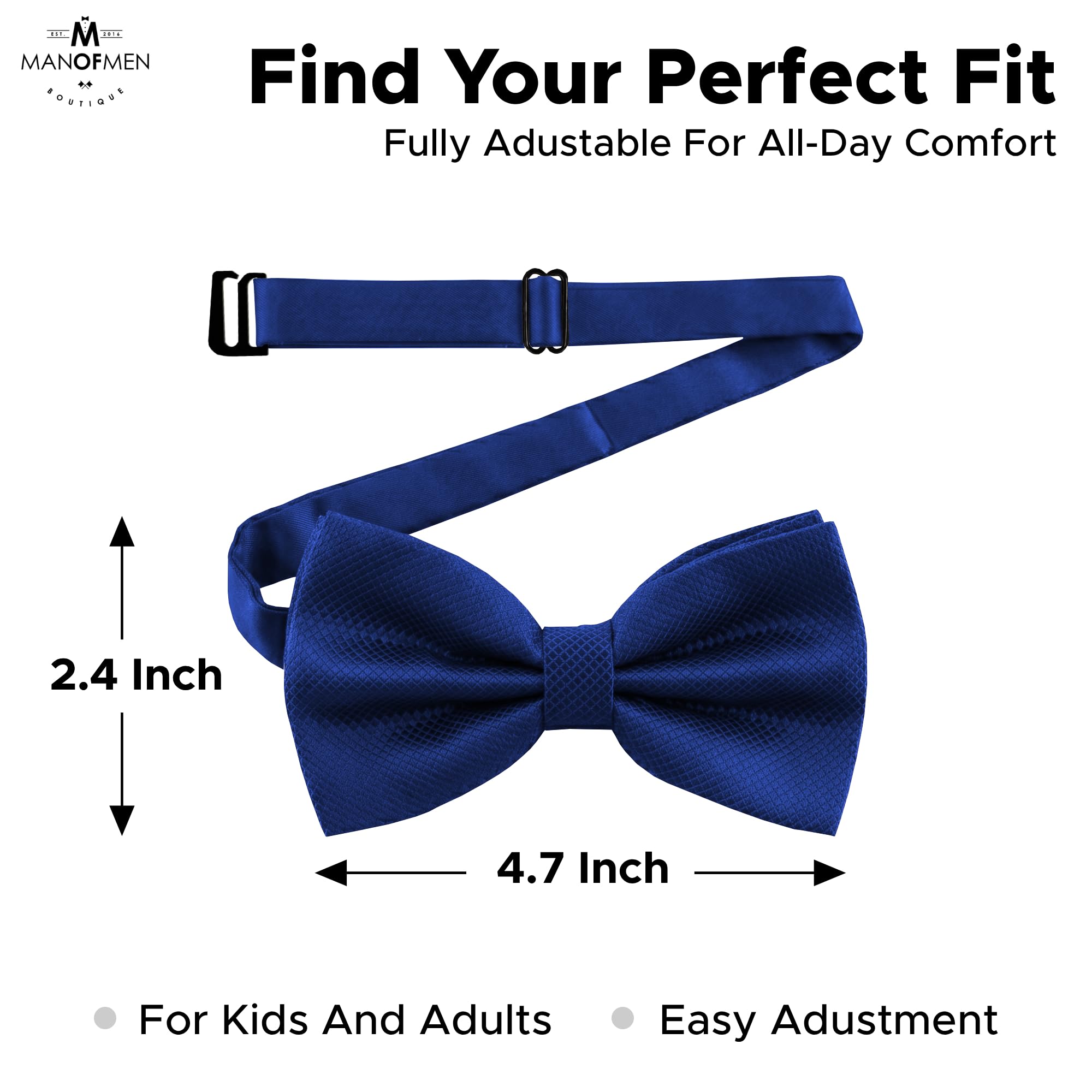 Man of Men Pajaritas para hombre preatadas formales, longitud ajustable, gran variedad de colores disponibles
