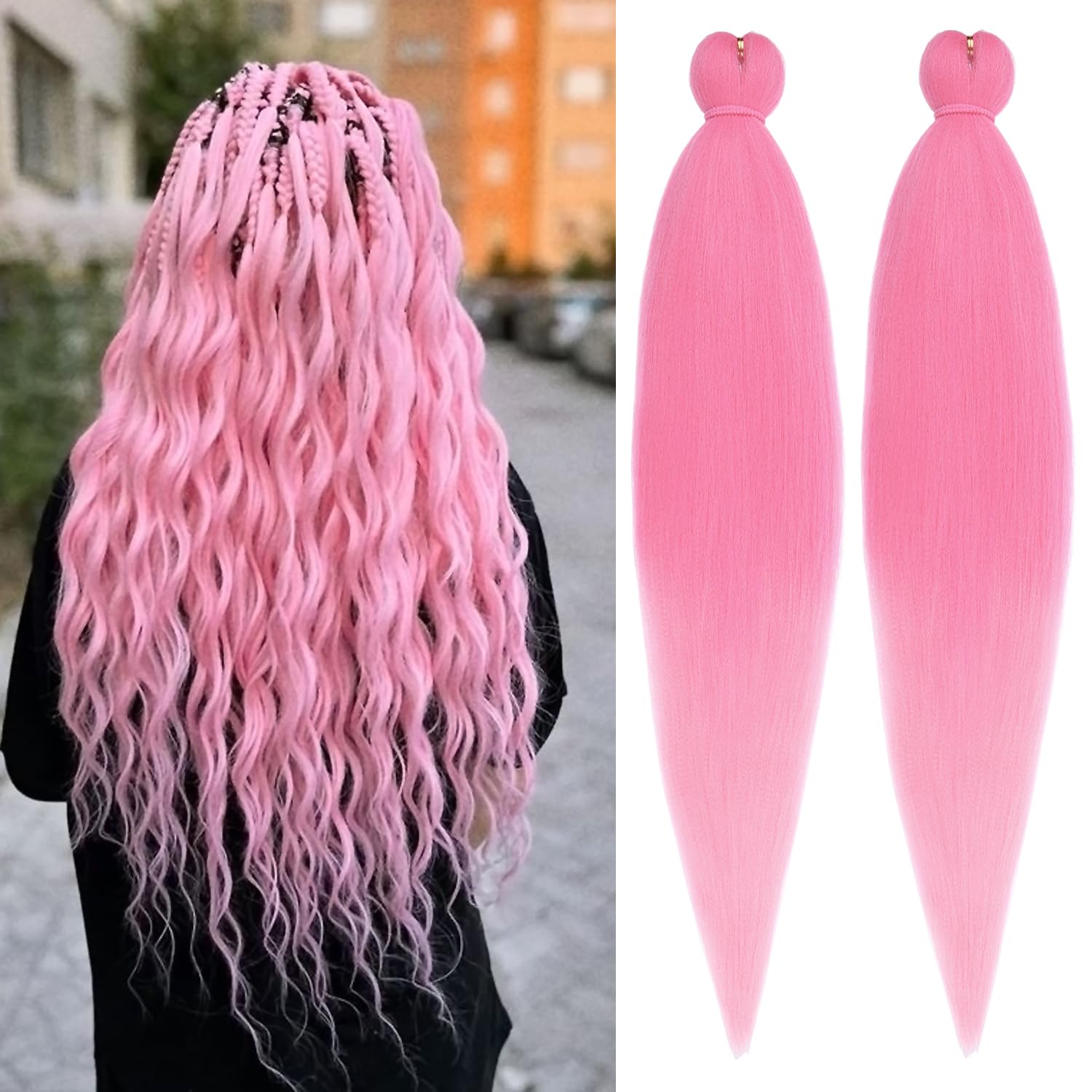 Amazon.com : Leeven 26 Inch Pink Braiding Hair Pre Stretched