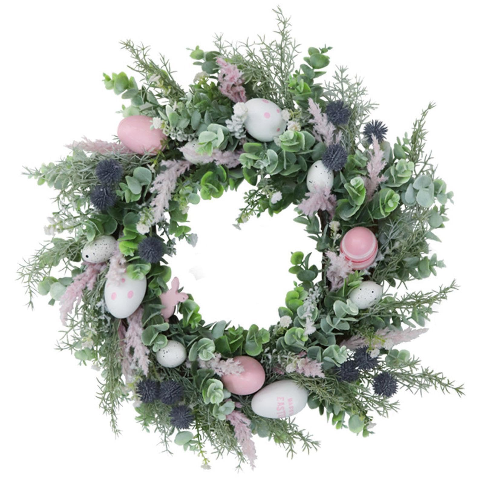 CYDZSRA Colorful Flower Wreath Easter Indoor Spring Decorations Party Egg Garland Holiday Wall Hanging Decor And Even As Festive Centerpiece. Indoor Easter