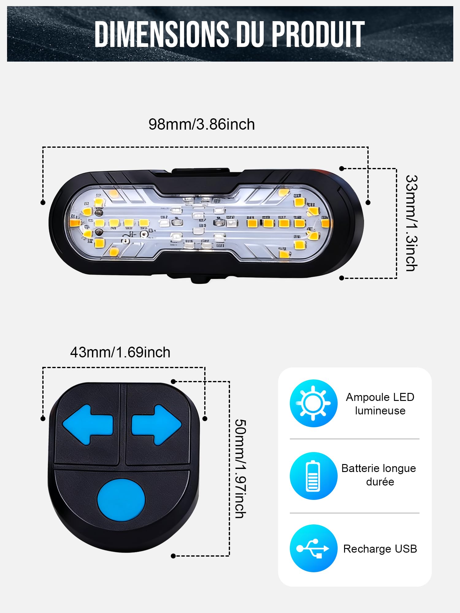 Clignotant de Vélo avec Télécommande,Résistant à l'eau Feu Arrière de Vélo avec Klaxon Bell 70dB,6 Modes D'éclairage Rechargeable par USB,Accessoires Vélo VTT pour Cyclisme