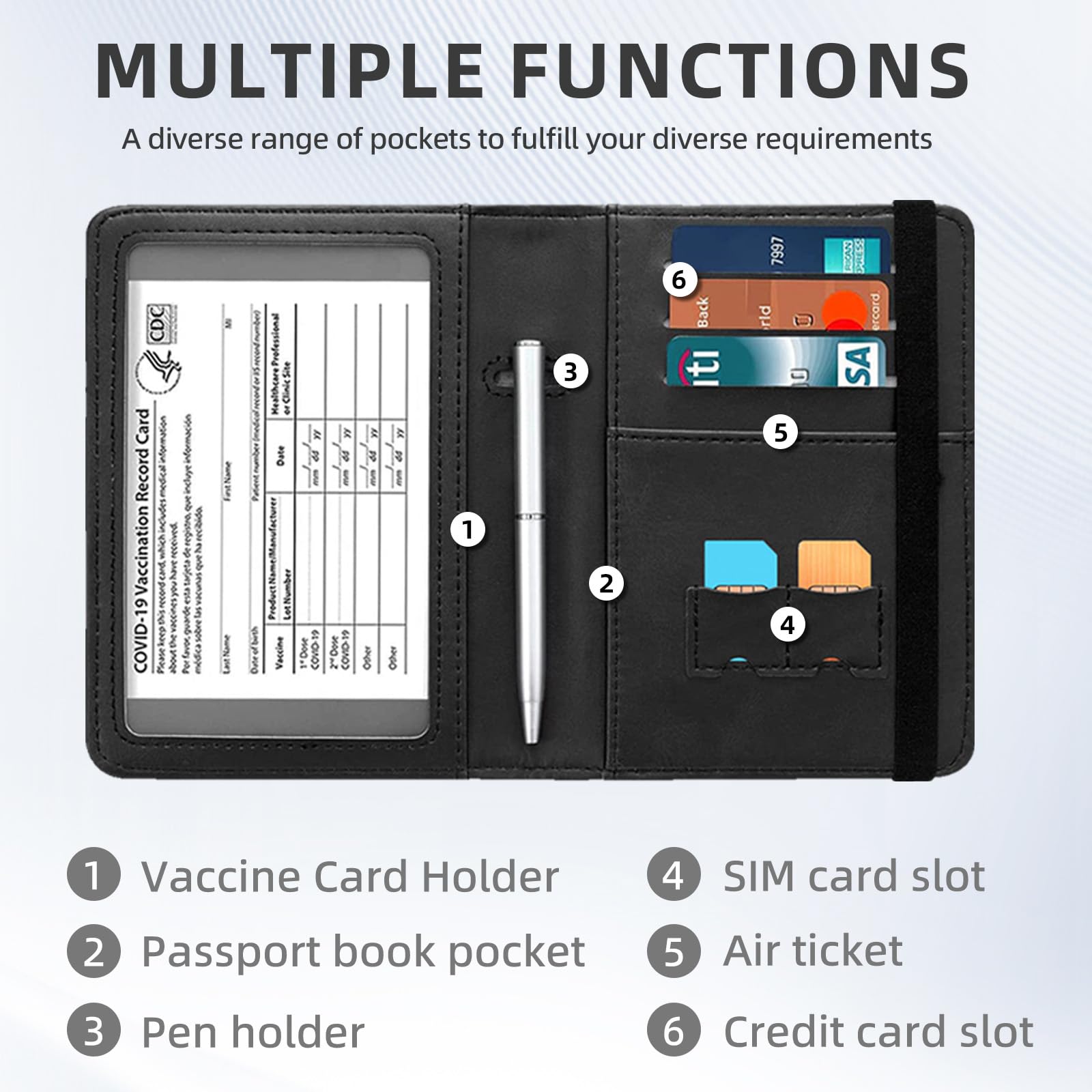 Cartera para pasaporte con bloqueo RFID, accesorios de viaje de cuero de primera calidad para mujeres y hombres, organizador seguro para tarjetas, A1, Tres caballos marrones, 4.25 * 5.6 IN
