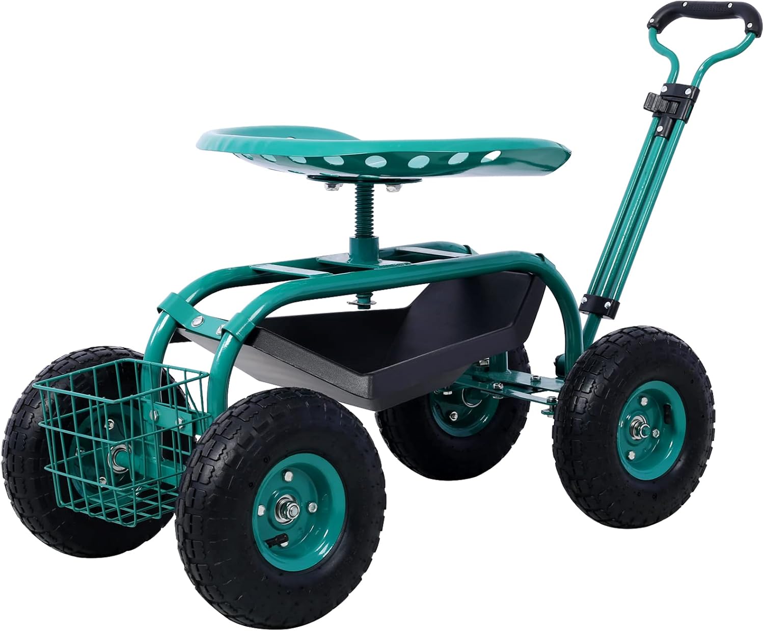 Rolling Garden Cart Scooter with Seat and Wheels, Rolling