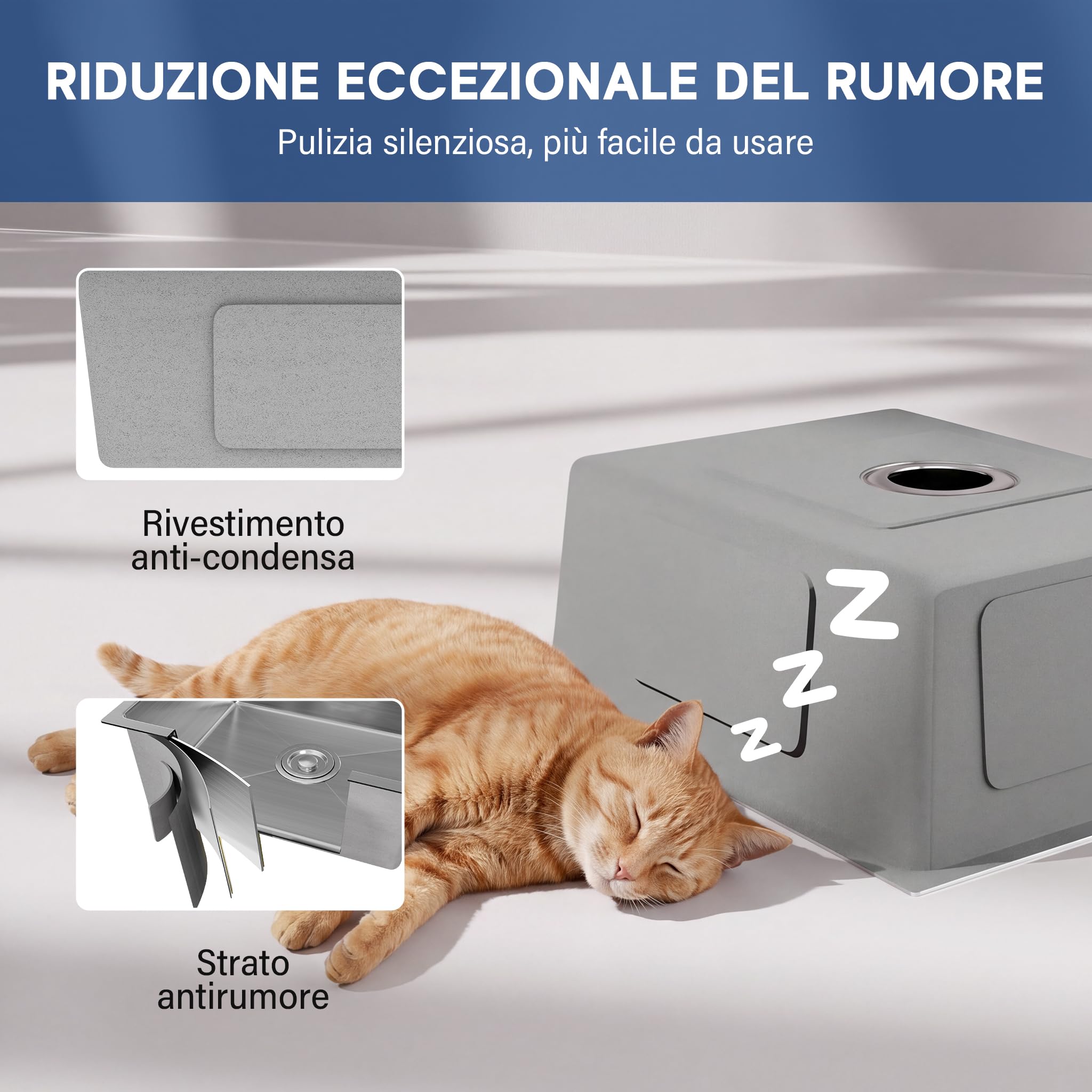 STANEW Lavello Cucina in Acciaio Inox 55 x 45cm,con Dispenser sapone, Lavello da Incasso A 1 Vasca,con Troppopieno e Sifone,Argento