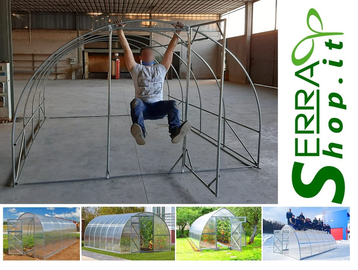 Invernadero Tunnel 3 x 8 m con lona PVC 150 MC Made in Italy con puerta frontal huerto jardín plantas vivero invernaderos botánicos