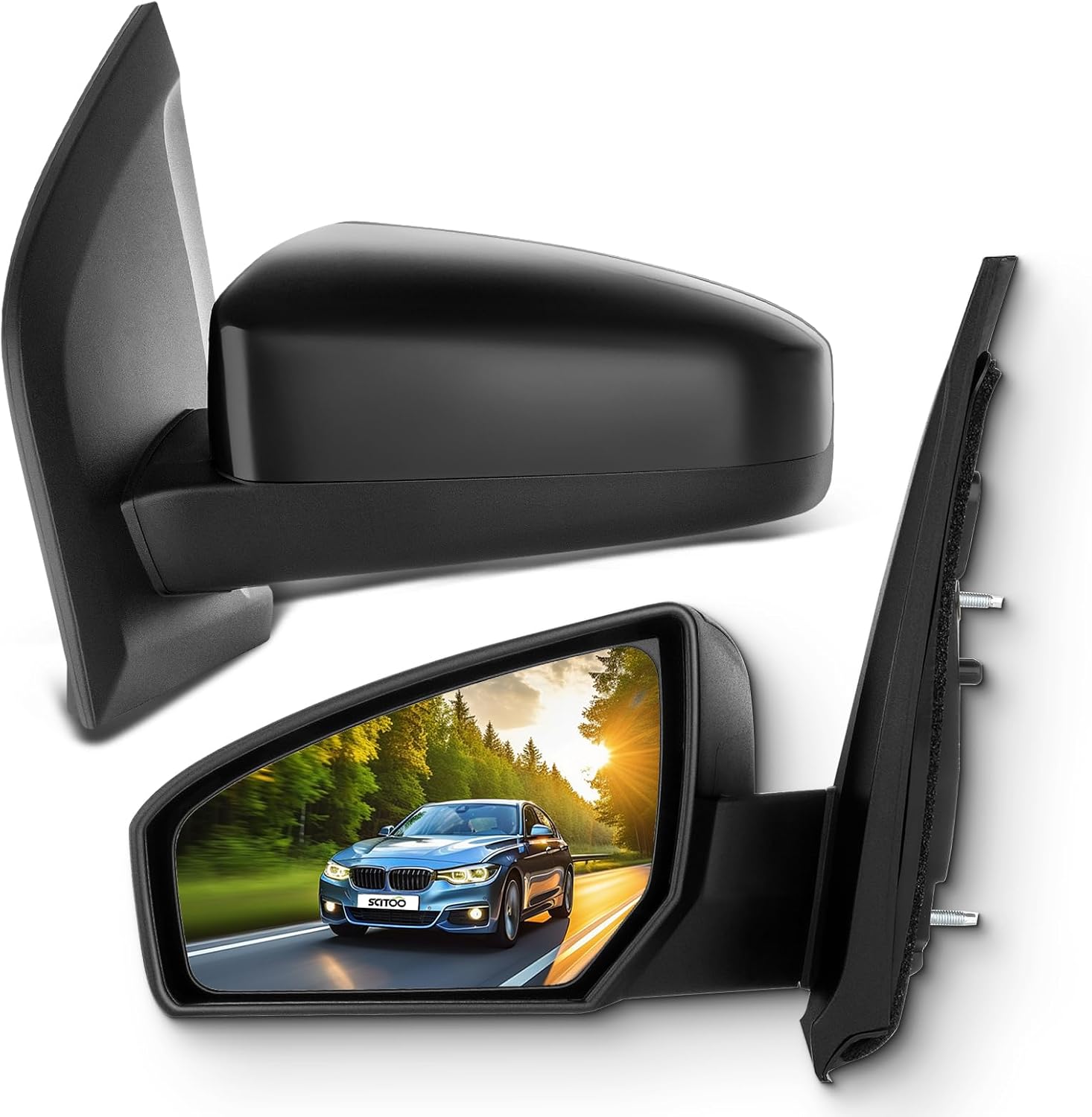 SCITOO Driver and Passenger Side View Mirrors Fit For Nissan For Sentra Base 2007 2008 2009 2010 2011 2012 Non-Folding Non-heated Power adjustment Left and Right Exterior Mirror NI1320167, NI1321167