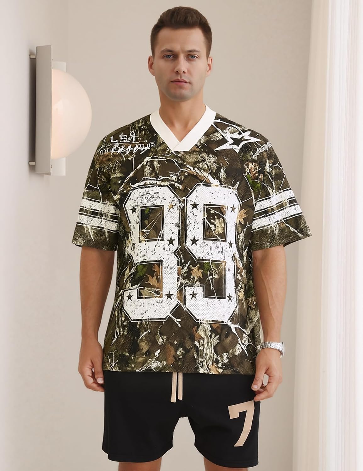 Yimoon Mens Jersey Shirts Oversized Number Graphic Tees Short Sleeve Mesh Tshirts Vintage 90s Y2k Streetwear Tops - Image 3