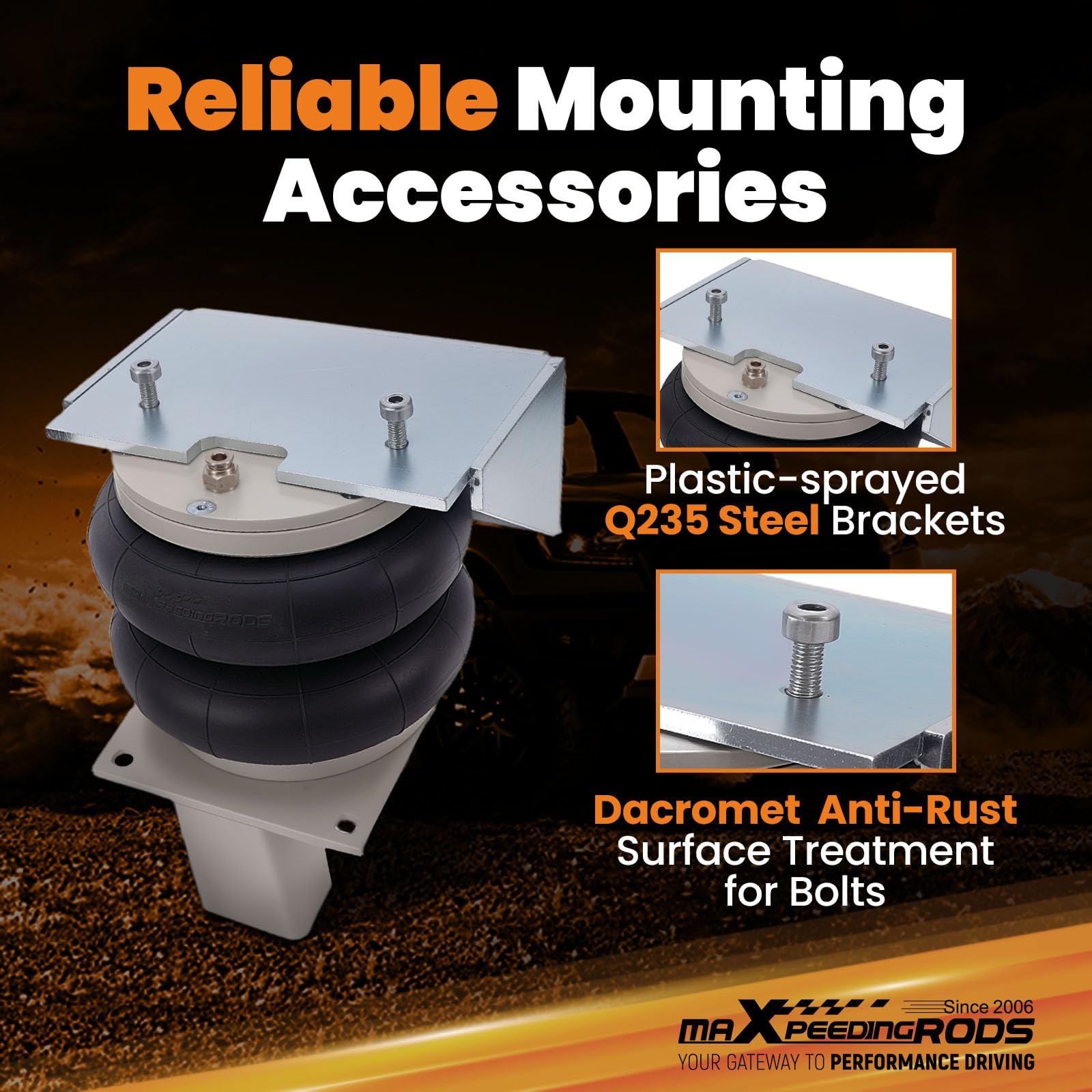 maXpeedingrods Kit sospensioni pneumatiche per Iveco Daily 35S/35L, anno di costruzione 2006-2014, trazione posteriore e anteriore, 2 molle d'aria + 4 supporti + tubo dell'aria + viti di fissaggio e