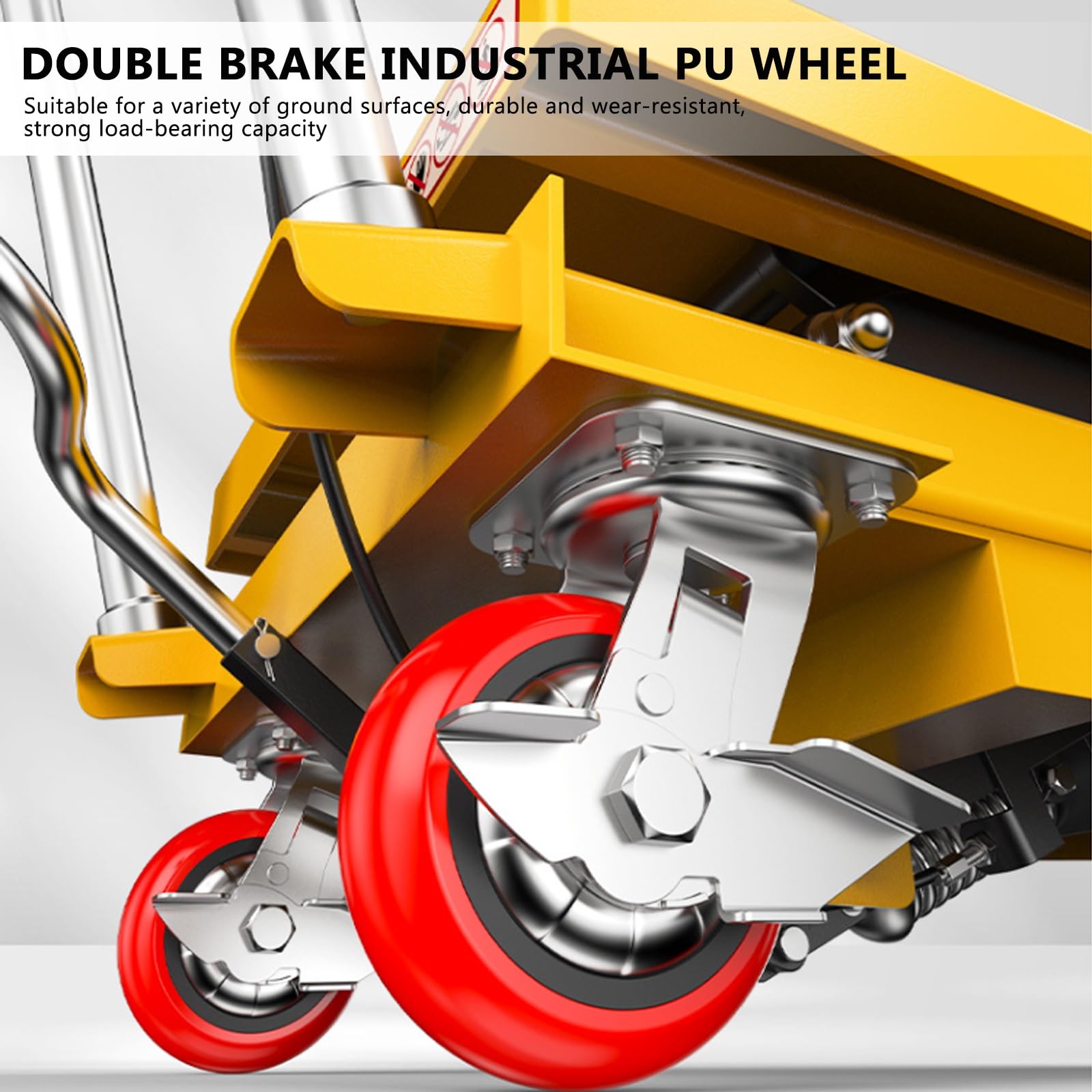 Genérico 330 LB Carretilla Elevadora HidráUlica, Mesa Elevadora HidráUlica de Doble Tijera con 4 Ruedas, Transpaleta HidráUlica para Materiales, Carrito para ManipulacióN Y Transporte de Materiales
