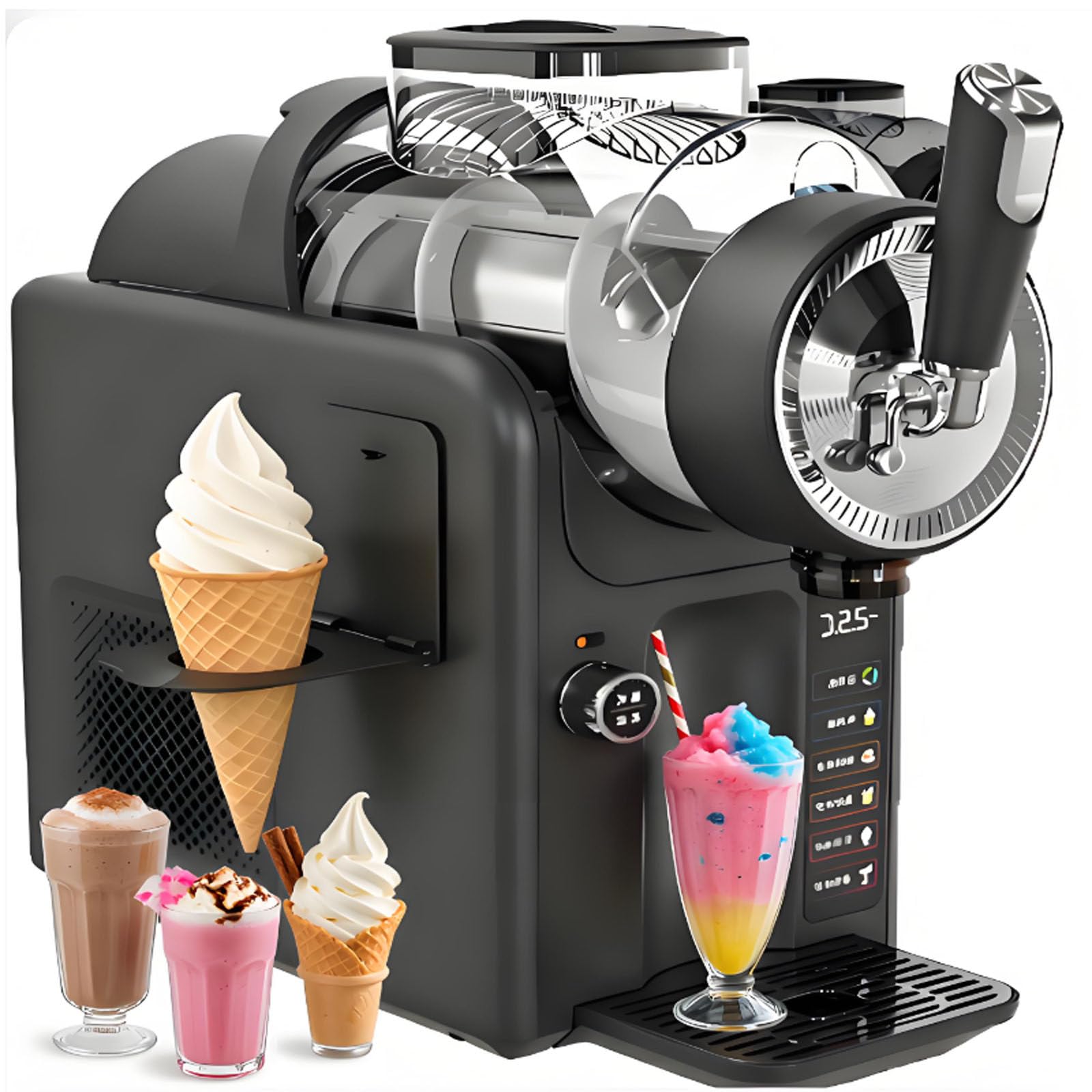 smafoseedding Soft Serve Ice Cream & Slushy Machine,Commercial Slushy Maker,185w Slushie Machine,No Ice Needed,Quiet Automatic Clean,5 Presets,2l Capacity,For Margaritas,Milkshake,Frappés,More White