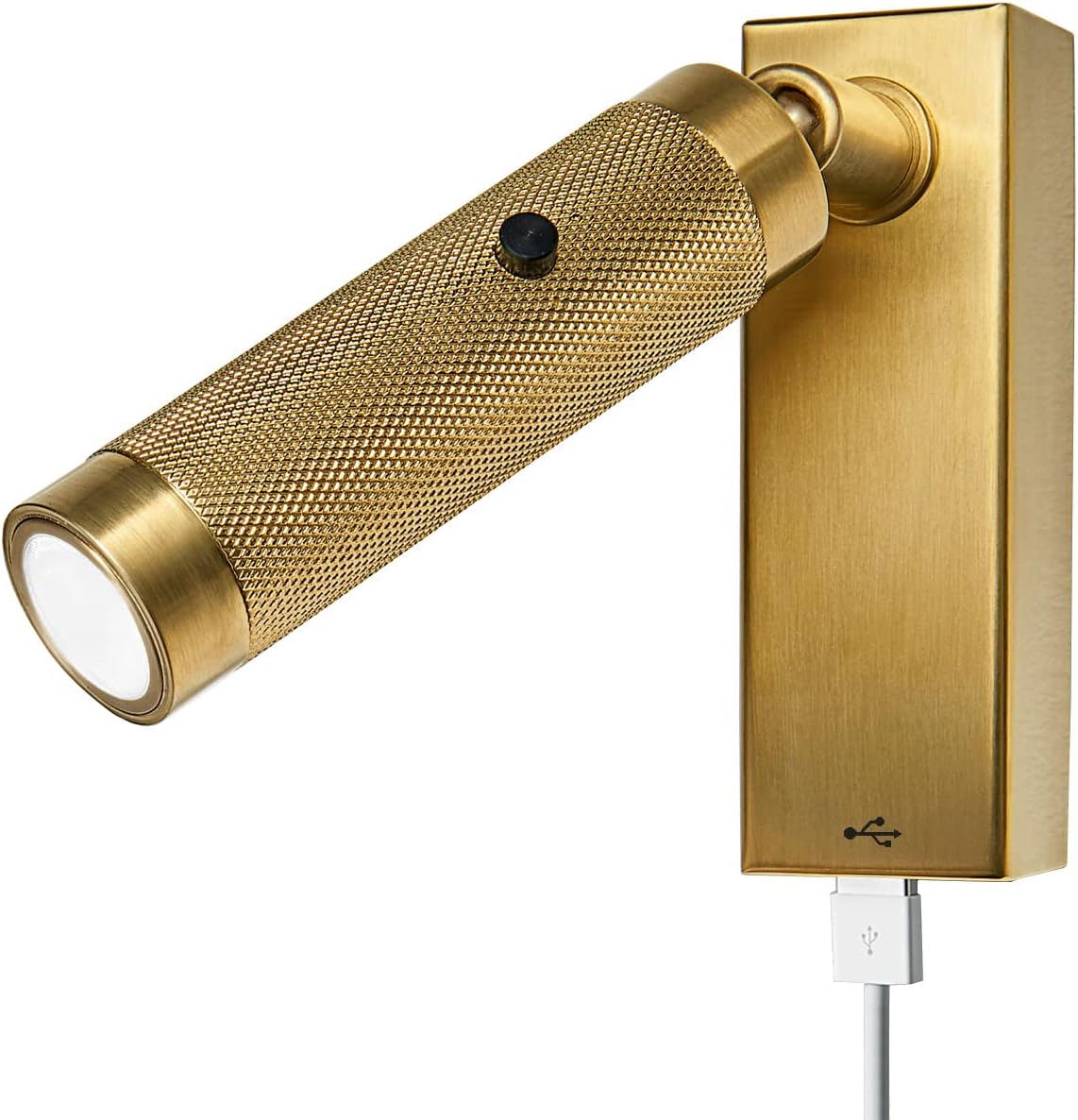 3W LED Hotel Bedroom Bedside Reading Light Fixture On/Off Switch USB Charging Port Gold 4000K 3W LED Hotel Bedroom Bedside Reading Light Fixture On/Off Switch USB Charging Port Gold 4000K