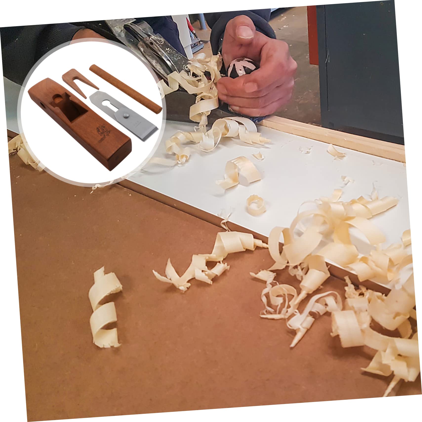 Gadpiparty Pialla a Mano per Falegname, Utensile la Lavorazione del Legno Corpo in Legno Durevole e Lama in Metallo, Strumento Manuale per Levigatura e Scartatura, Adatto a Carpentieri