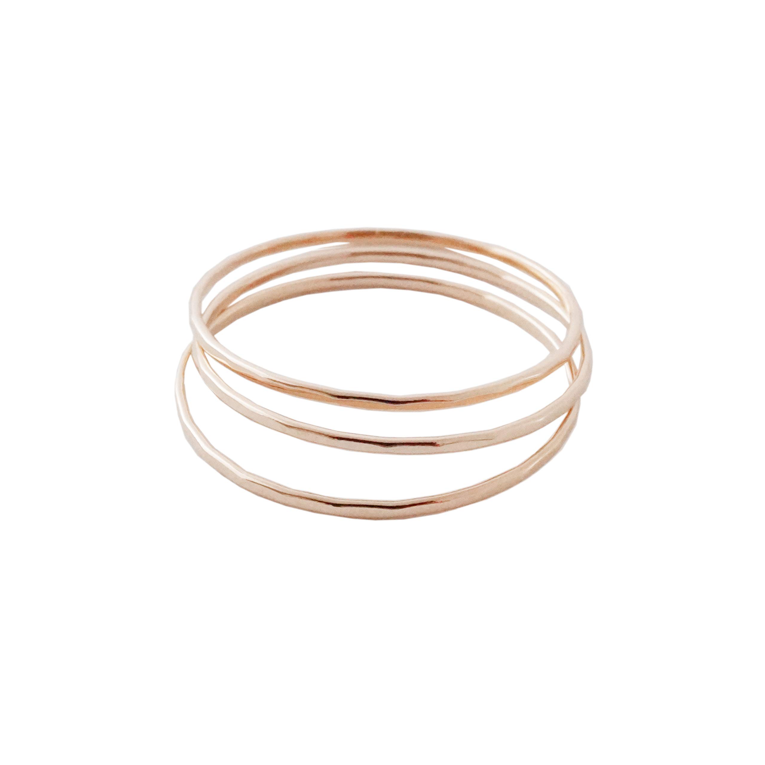 Honeycat Super Skinny Hammered or Smooth Stacking Rings Trio Set in Gold, Rose Gold, or Silver | Minimalist, Delicate Jewelry