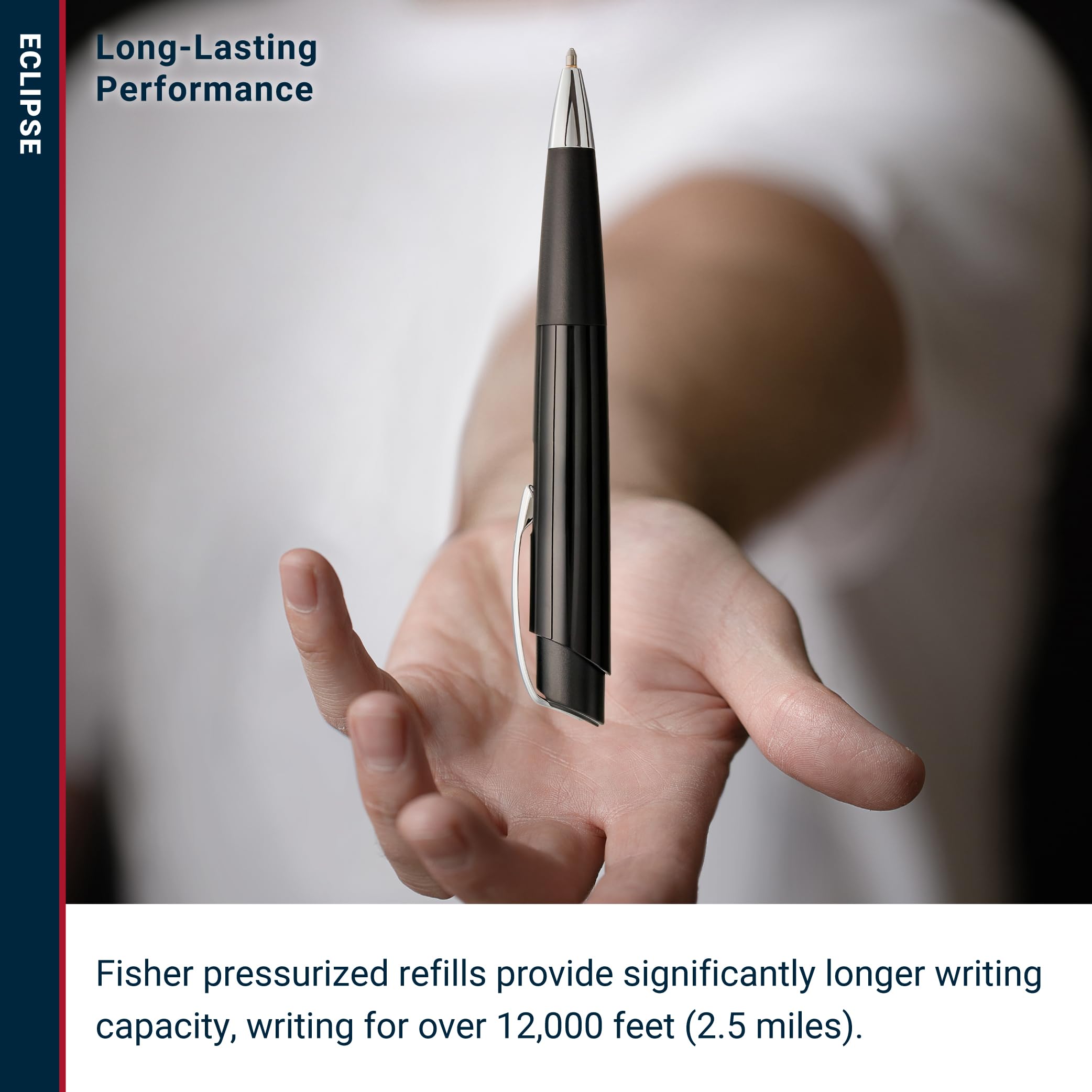 Fisher Space Pen Eclipse Space Pen Ballpoint Black Ink Shiny Black Pocket Clip — view 5