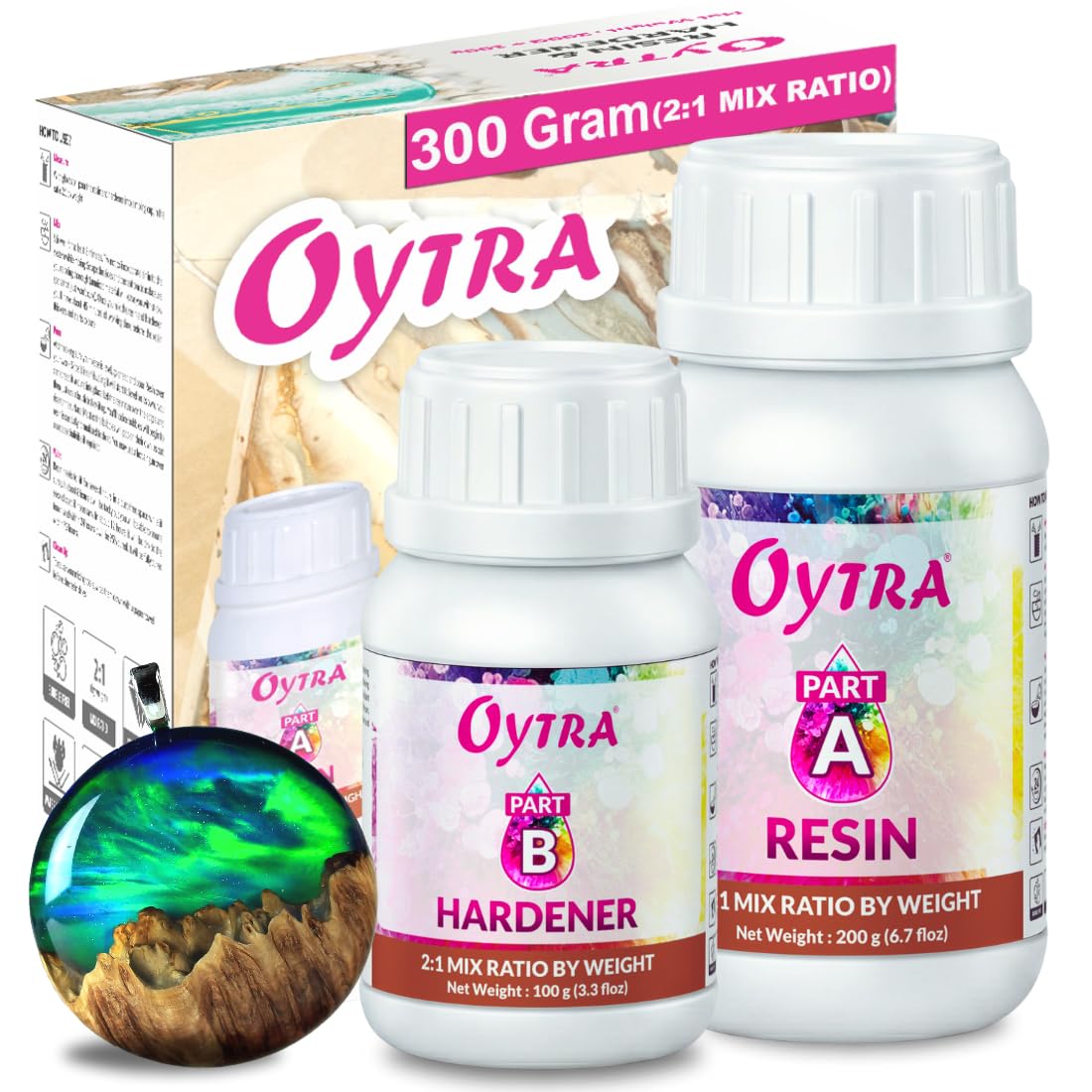 Resin Art Liquid Hardener for Craft Beginners Materials Kit Ultra Crystal Clear Coat Transparent Epoxy 2 1 Ratio Bubble Release Artists Jewellery Set Casting Tabletop DIY Project (300 Grams)