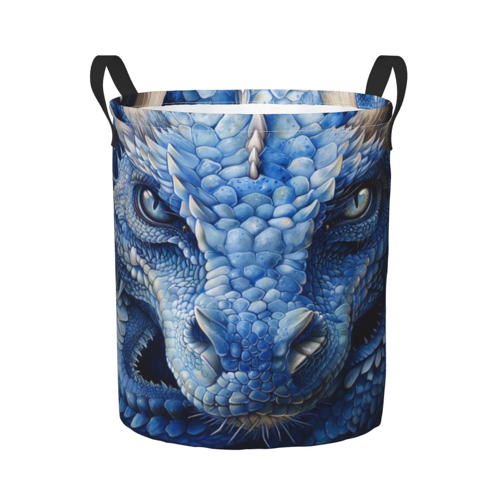 Aufbewahrungskorb Blauer Drache Freistehende Wäschesäcke Tragbar Wäschetruhe Für Schlafzimmer Wäsche Kleidung 40X50Cm