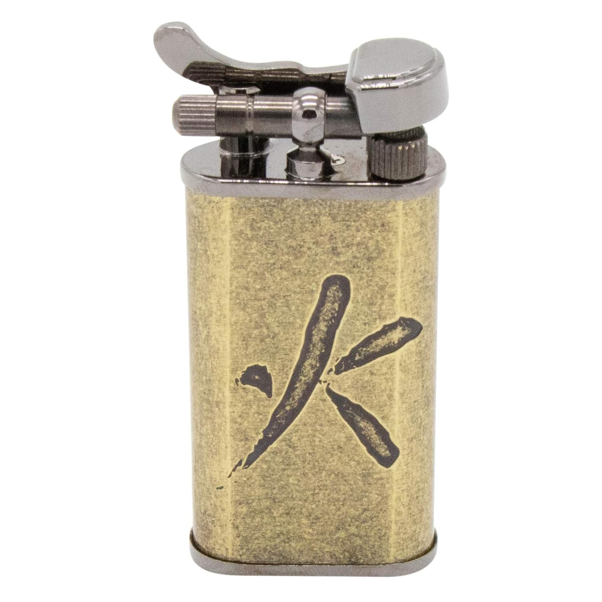 Takara Japanese Dual Flame Pipe Lighter - Refillable, Angled & Adjustable Soft-Flame, Flip Top, Travel Friendly, Uses Butane (Brass)