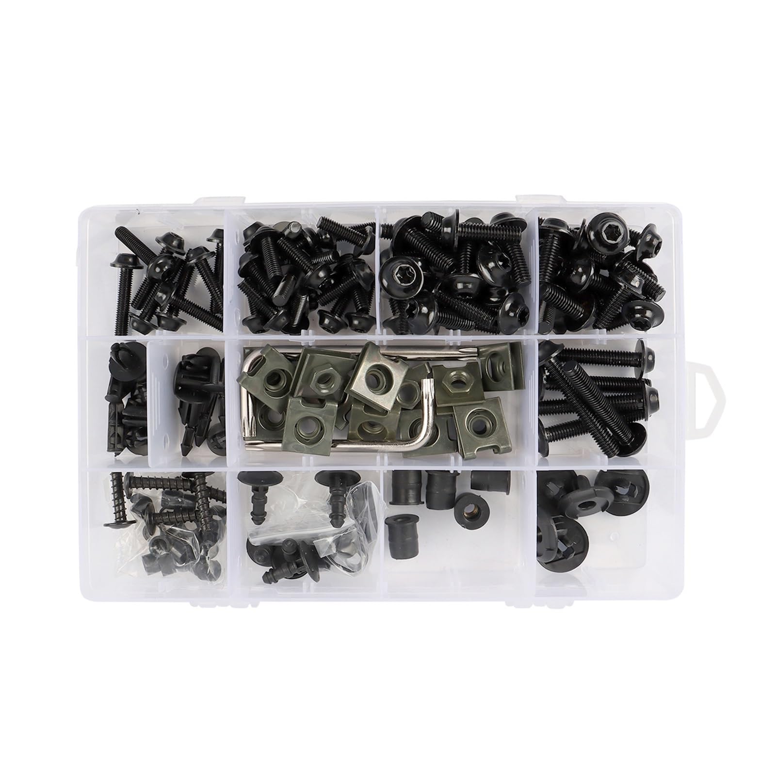 Kit De 190 Tornillos Y Clips Para Carenado De Suzuki GSXR 600 (modelos K1 A K10) - Color Azul, Resistentes A Altas Temperaturas Y Al Desgaste