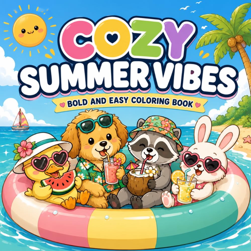 Cozy Summer Vibes: Bold and Easy Coloring Book
