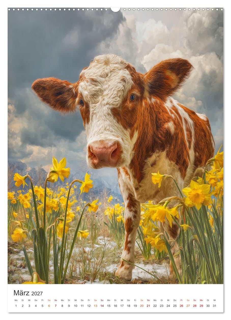Die Liebe zur Kuh (hochwertiger Premium Wandkalender 2027 DIN A2 hoch), Kunstdruck in Hochglanz: Kühe, wie man sie noch nie gesehen hat: majestätisch, ... die staunen lassen. (CALVENDO Tiere)