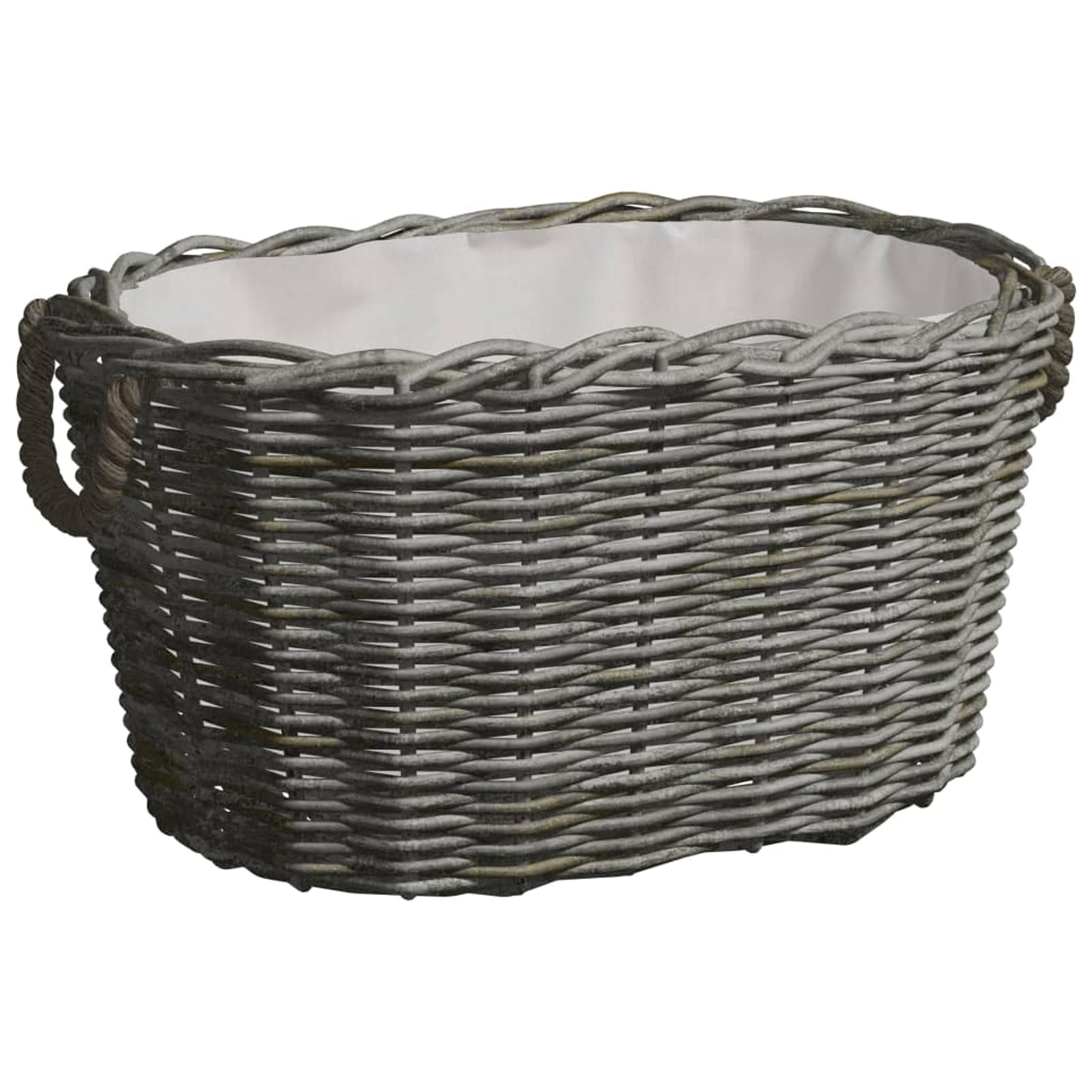 Gecheer Cesta de leña Asas de Transporte Sauce Natural Gris 59x42x28 cm