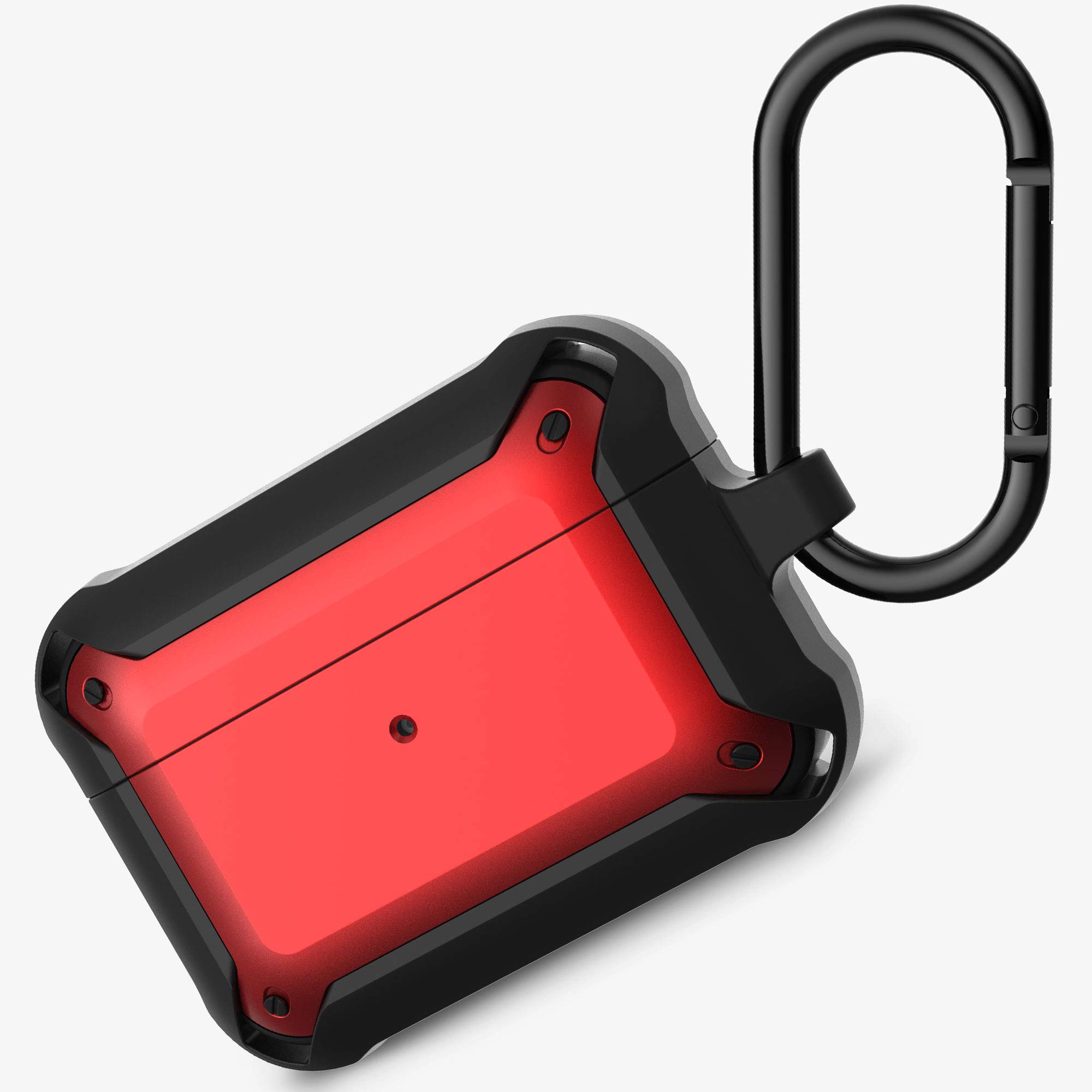 TUFRIND Protetor Airpods Pro Case Full Body Rugged Dual Protection with Keychain Wireless Charging Support Compatible with Apple Airpods Pro - Black & Red
