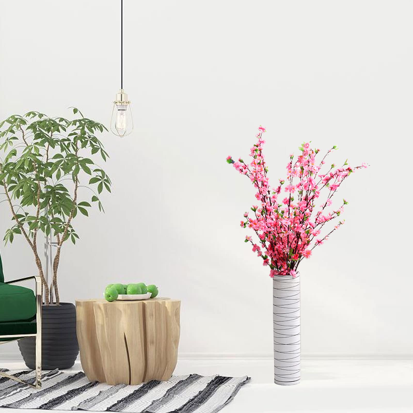 8 Rami Di Pesco Artificiale In Seta – Fiori Finti Per Decorazioni Fai-da-te, Matrimoni E Feste (Rosa)