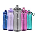 Pogo BPA-Free Tritan Plastic Water Bottle with Soft Straw Lid, 18 Oz, Grey