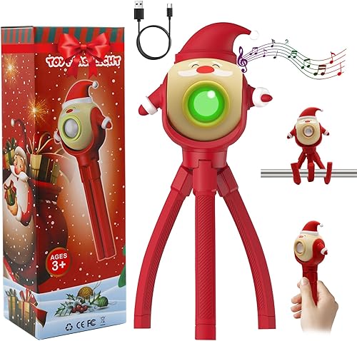 Regalo de linterna de Navidad para niños, Papá Noel, soporte plegable de pulpo, LED con 8 modos de color y 8 canciones, regalo para niñosniñas, para