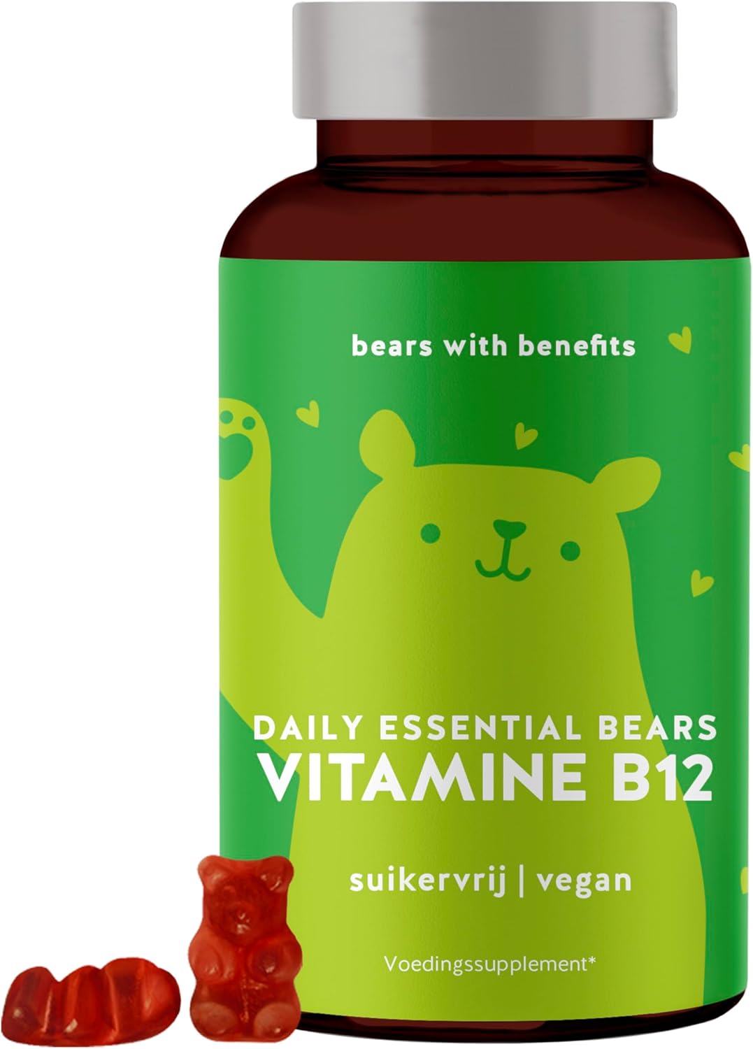 Vitamine B12 Gummies – Hooggedoseerd met 400µg per dosis, 45 stuks – Jouw energieboost tegen vermoeidheid en B12-tekort – vegan & suikervrij – Bears with Benefits