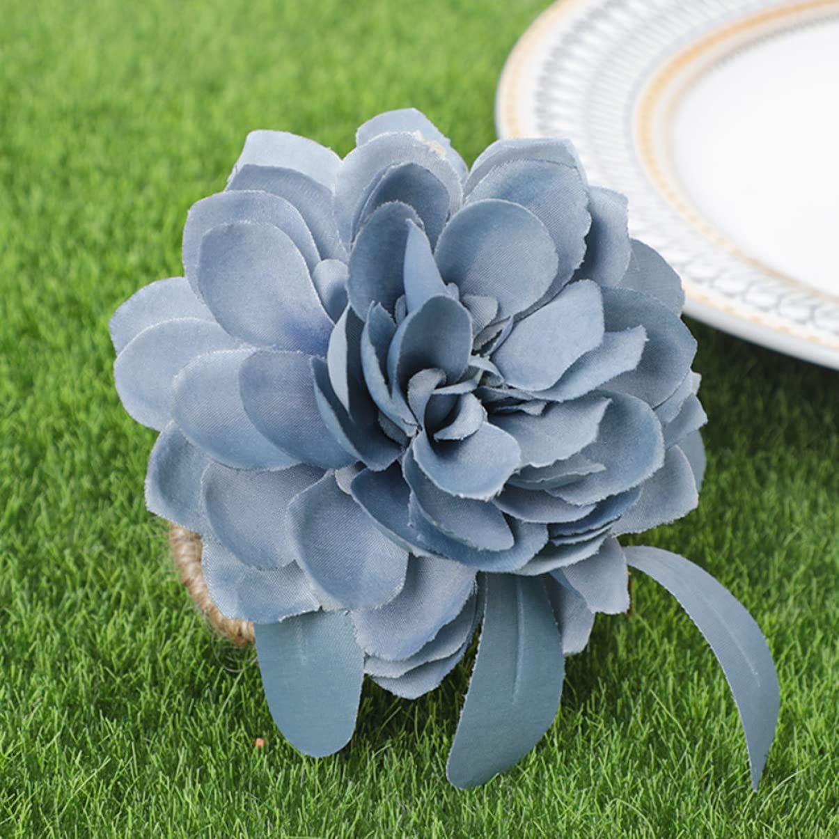 Abaodam 12pezzi Fibbia Decorativa Per Tovaglioli Con Fiori Simulati Juta Anelli Per Tovaglioli Per Matrimoni e Feste Decorazione Elegante Per Tavola